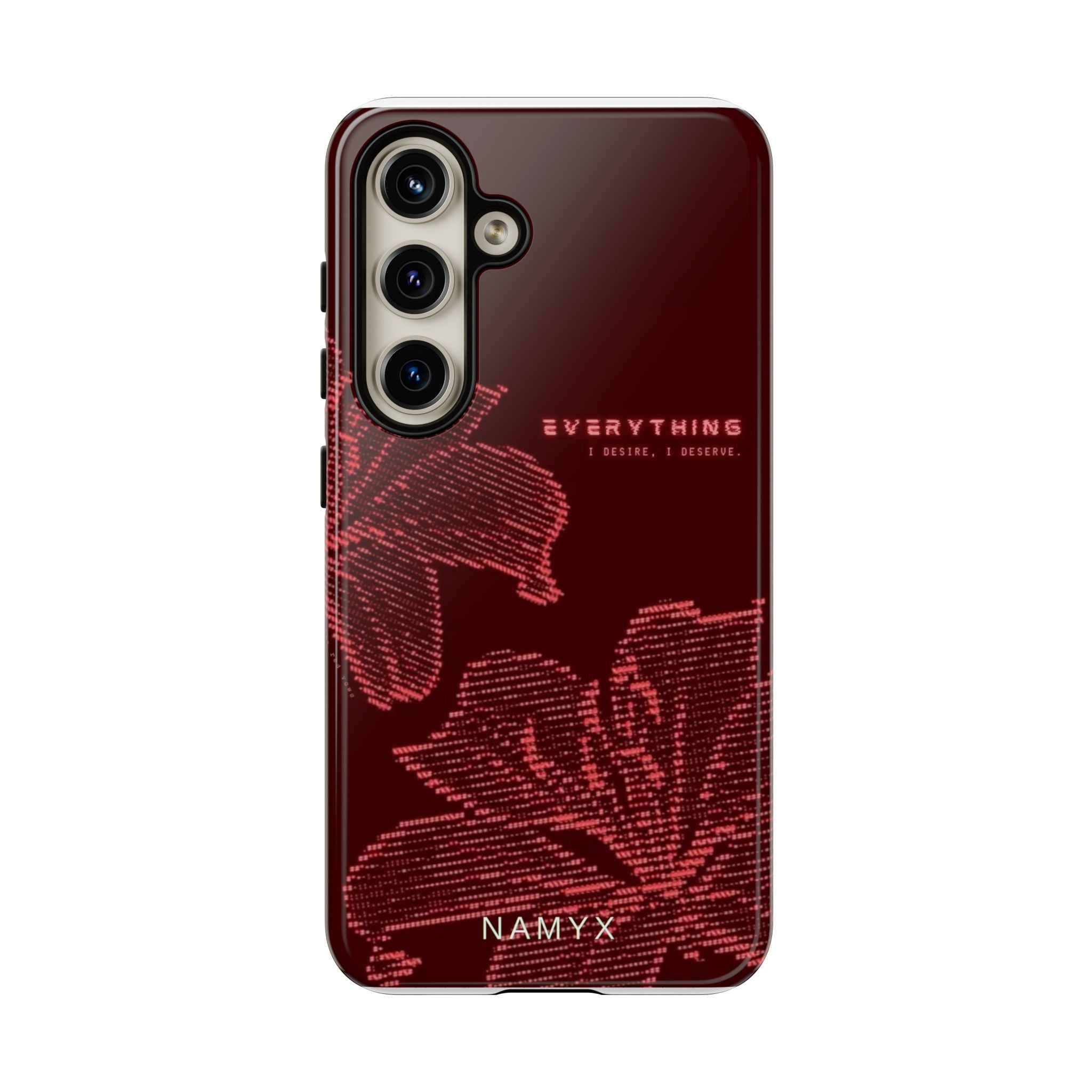 Floral Tough Phone Case — 'Everything' Burgundy Protective Cover