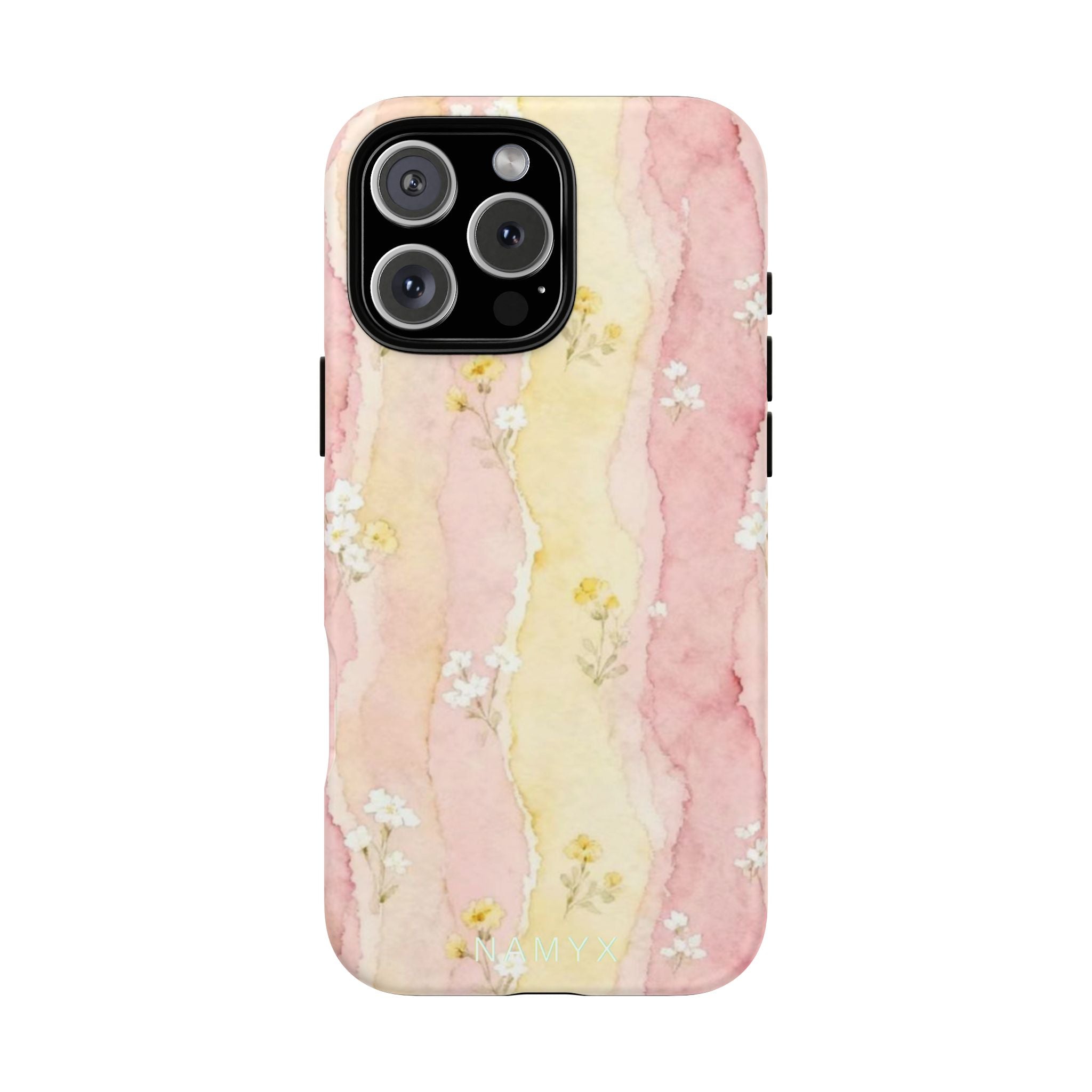 Floral Watercolor Tough Phone Case — Pink & Yellow Daisy Protective Cover
