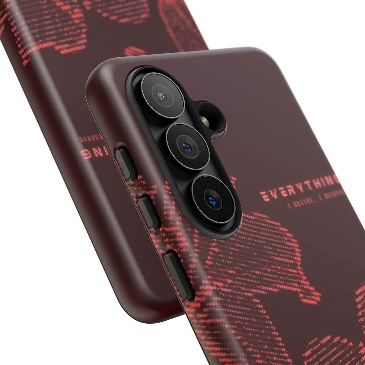 Floral Tough Phone Case — 'Everything' Burgundy Protective Cover