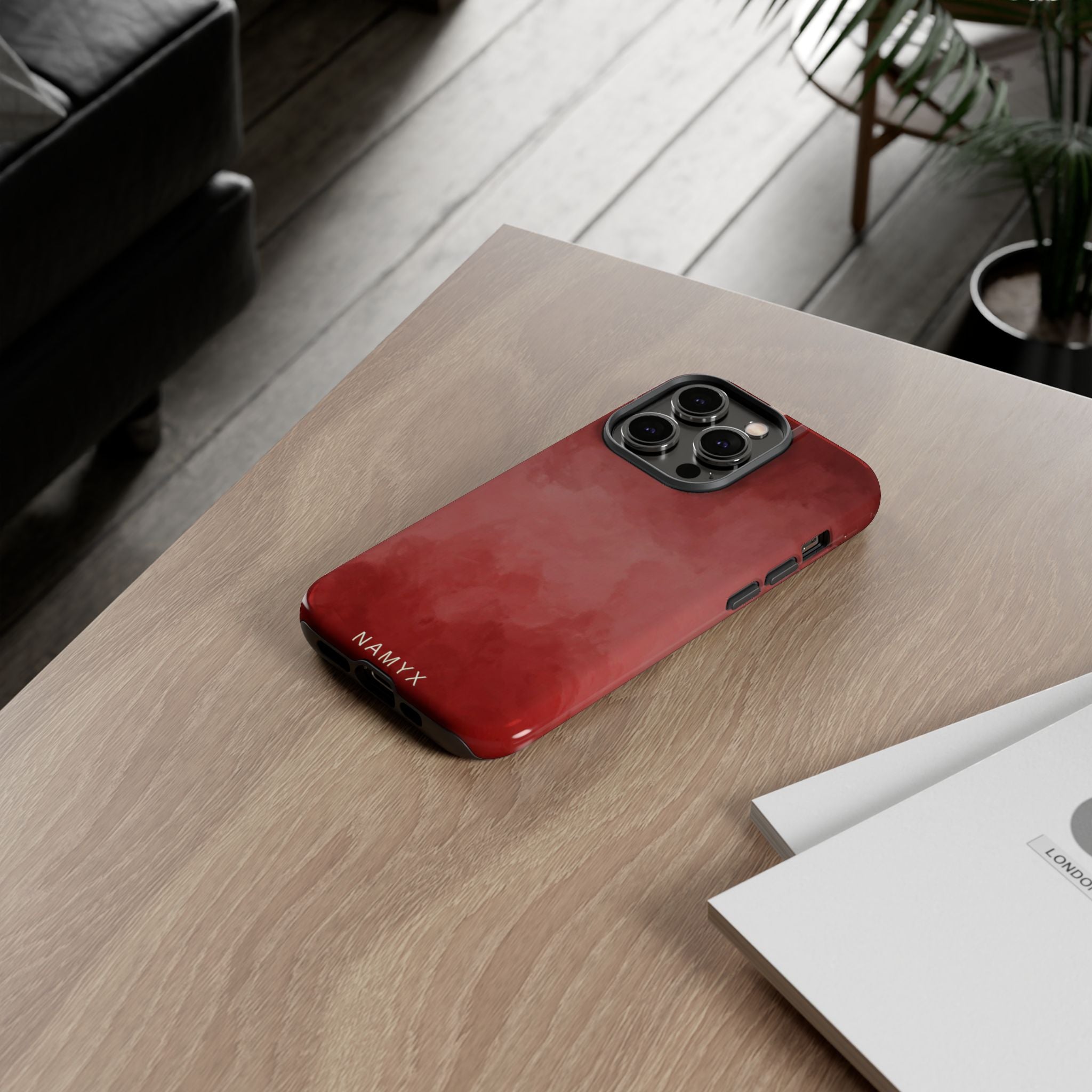 Red Watercolor Tough Phone Case — Durable Protective iPhone Cover