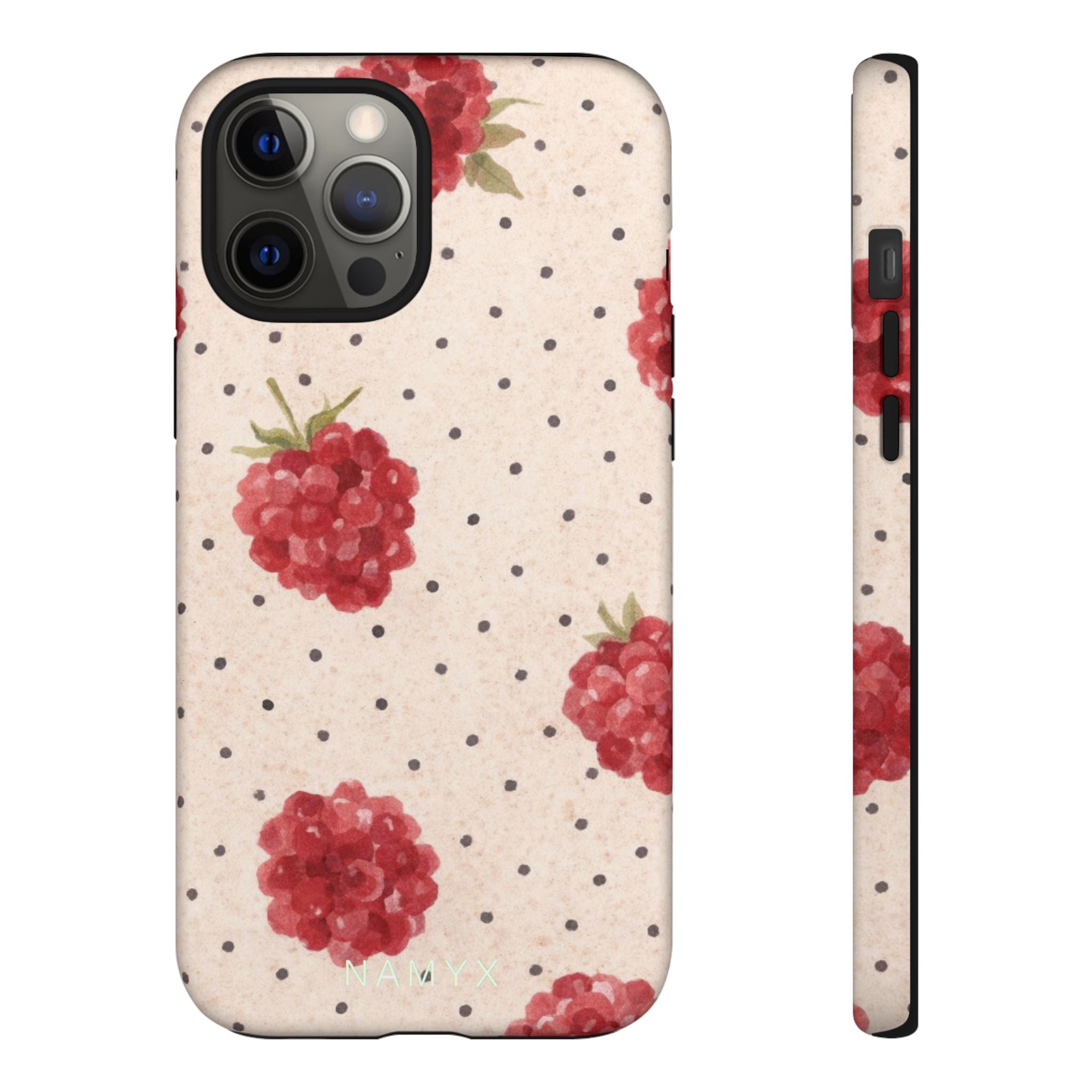 Raspberry Dotted Tough Phone Case — Vintage Floral Protective Cover