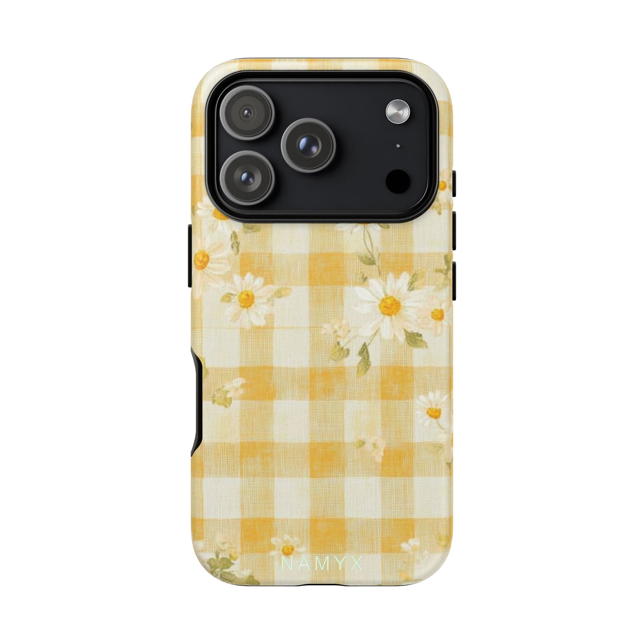 Daisy Gingham Tough Phone Case — Yellow Floral Protective Cover