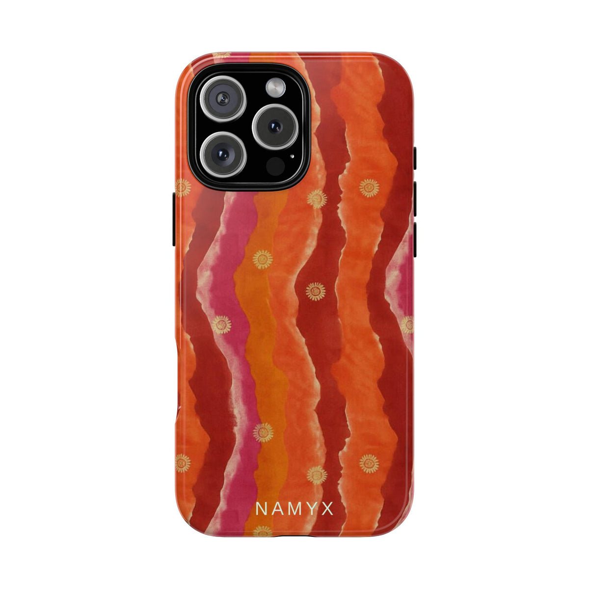 Abstract Red Waves Phone Case — Bold Orange & Pink Protective Tough Case