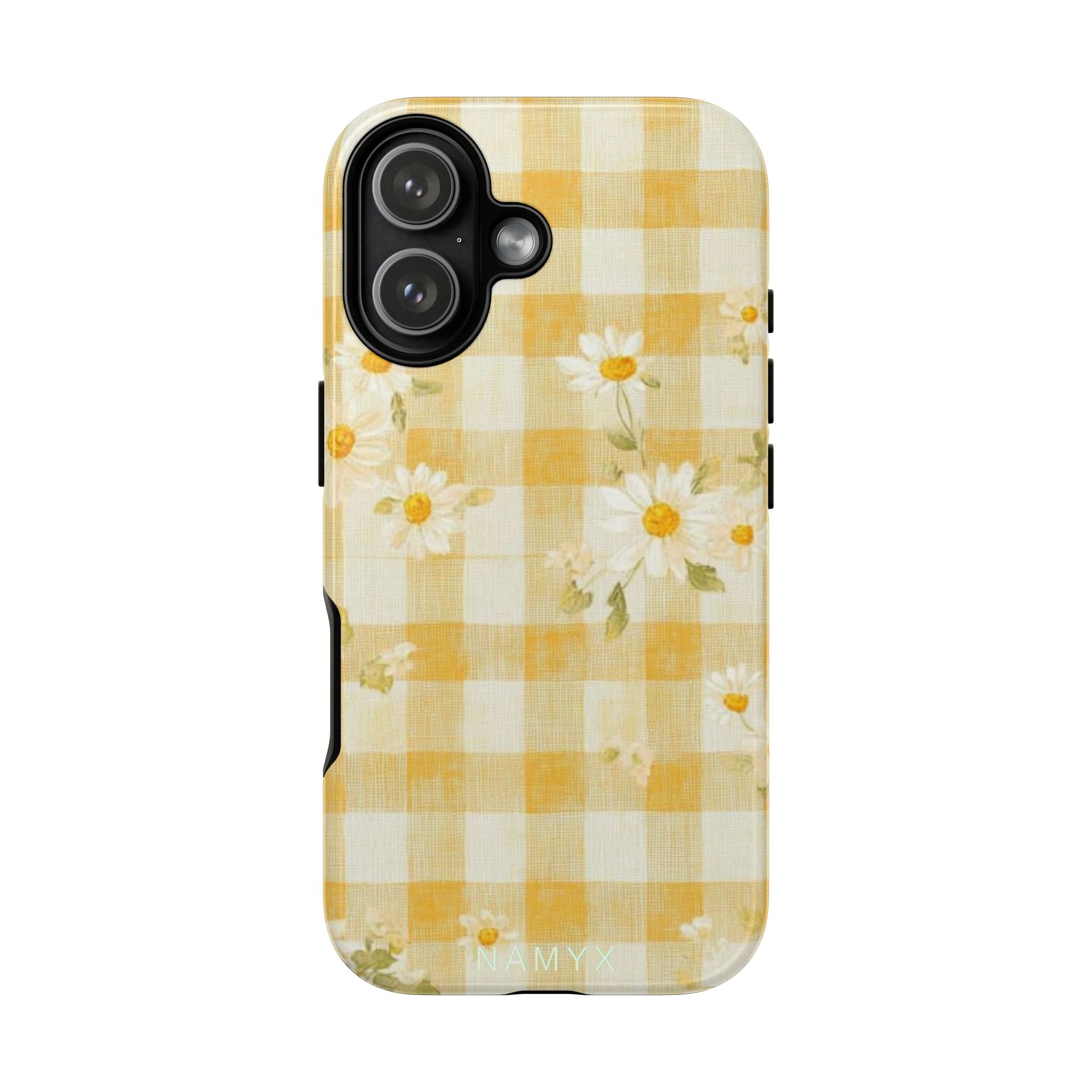 Daisy Gingham Tough Phone Case — Yellow Floral Protective Cover