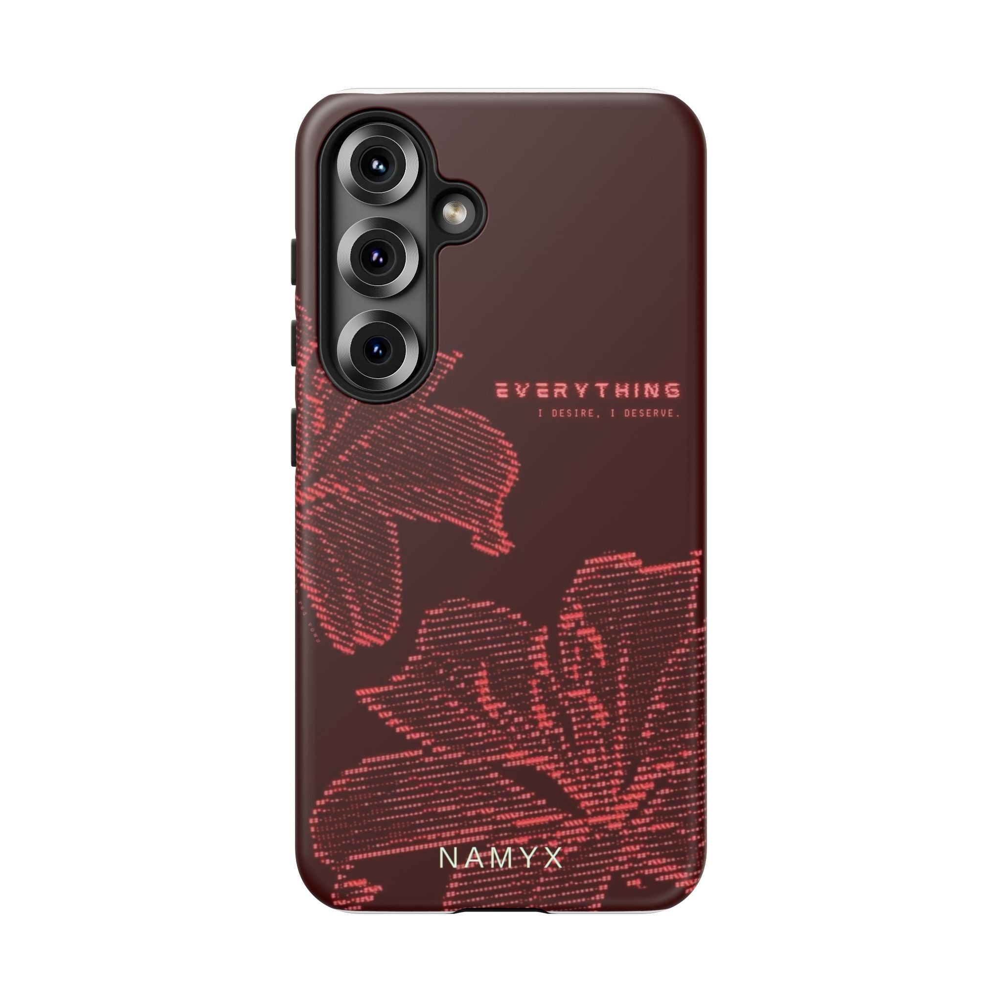 Floral Tough Phone Case — 'Everything' Burgundy Protective Cover