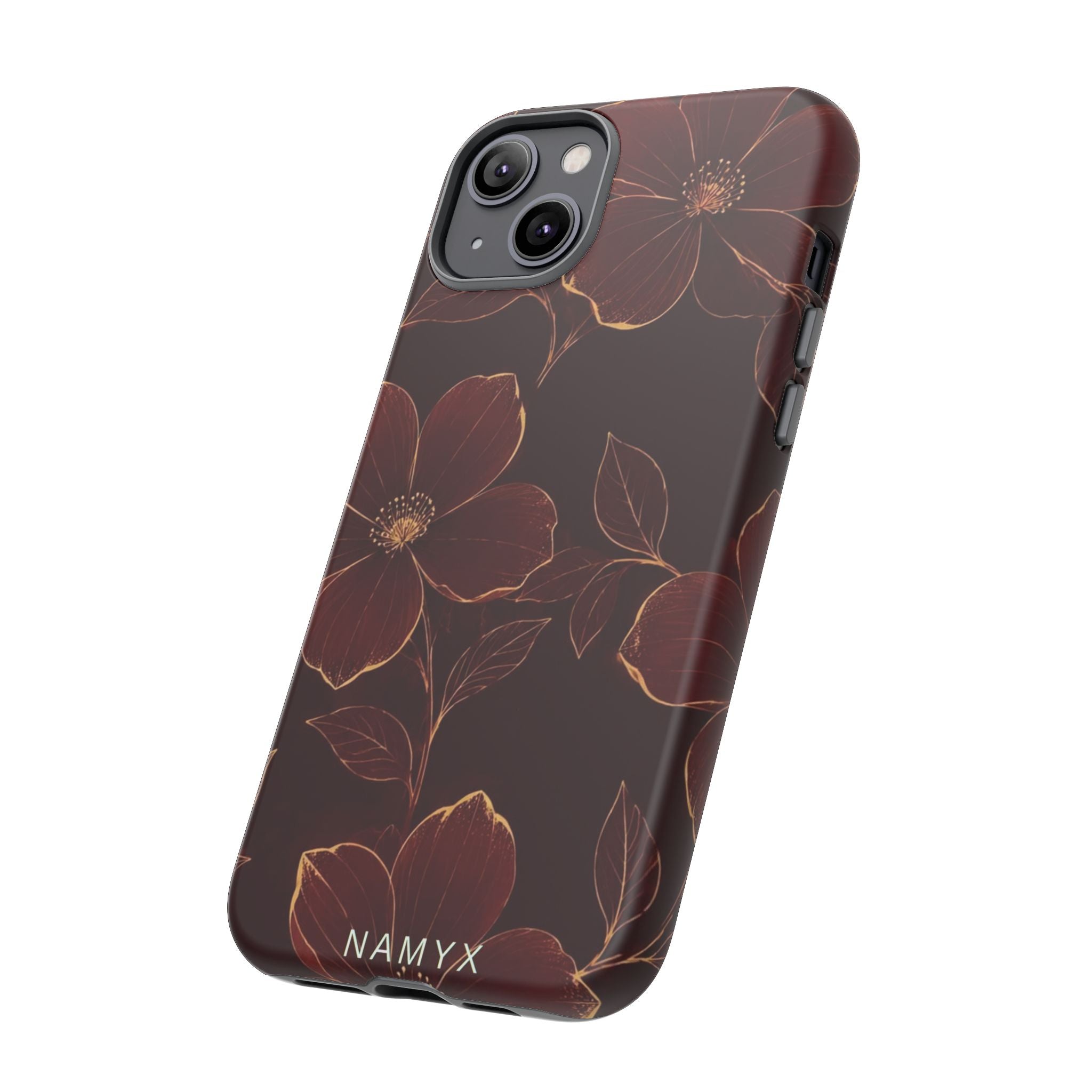 Floral Tough Case — Dark Red Botanical Phone Case