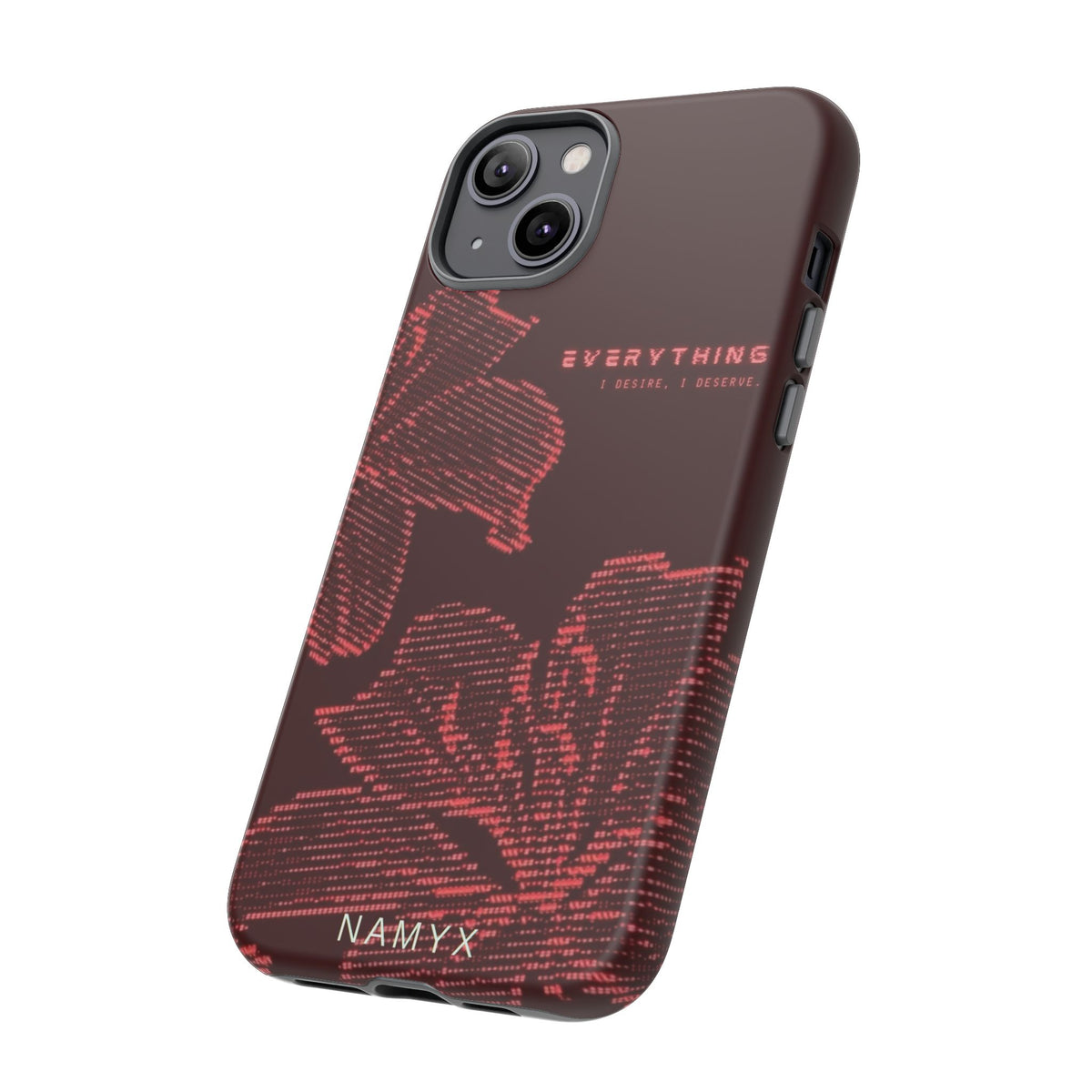 Floral Tough Phone Case — 'Everything' Burgundy Protective Cover