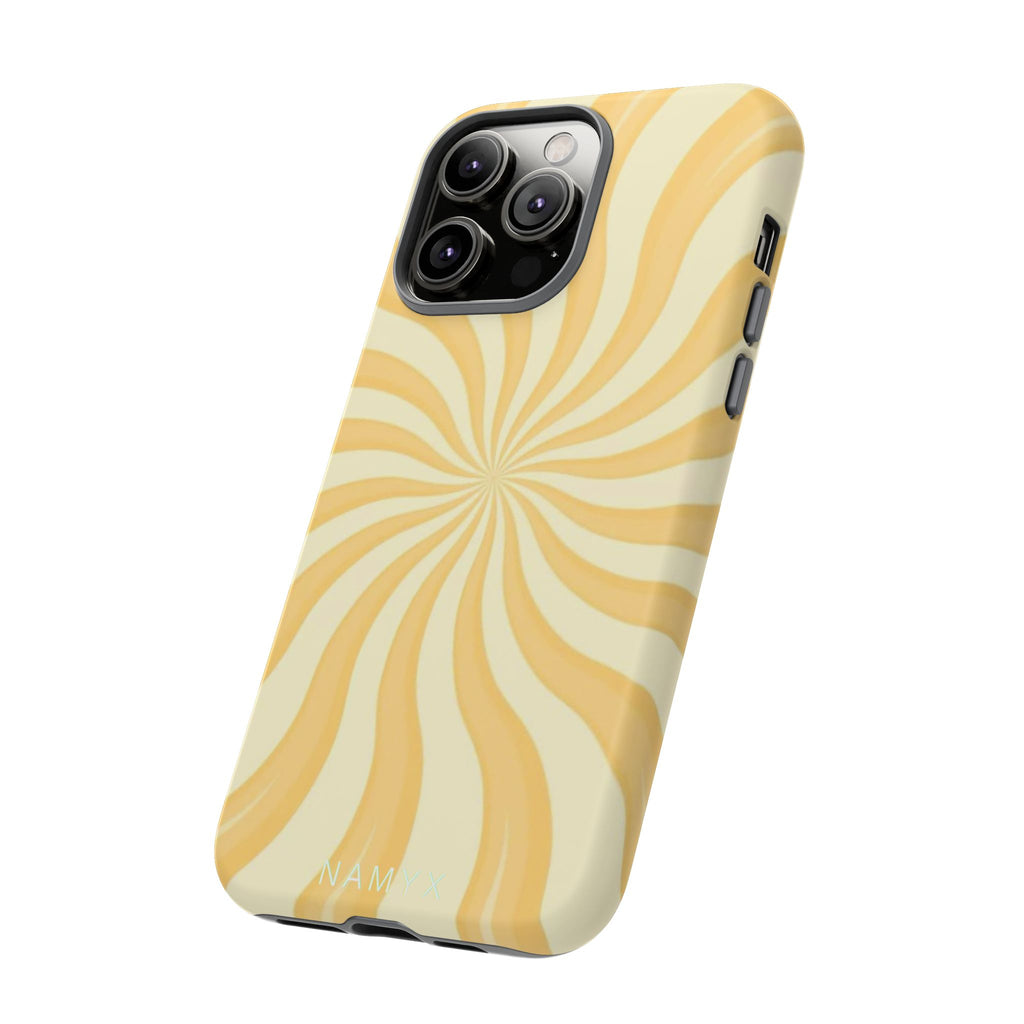 Phone Case — Retro Yellow Swirl Tough Protective Cover