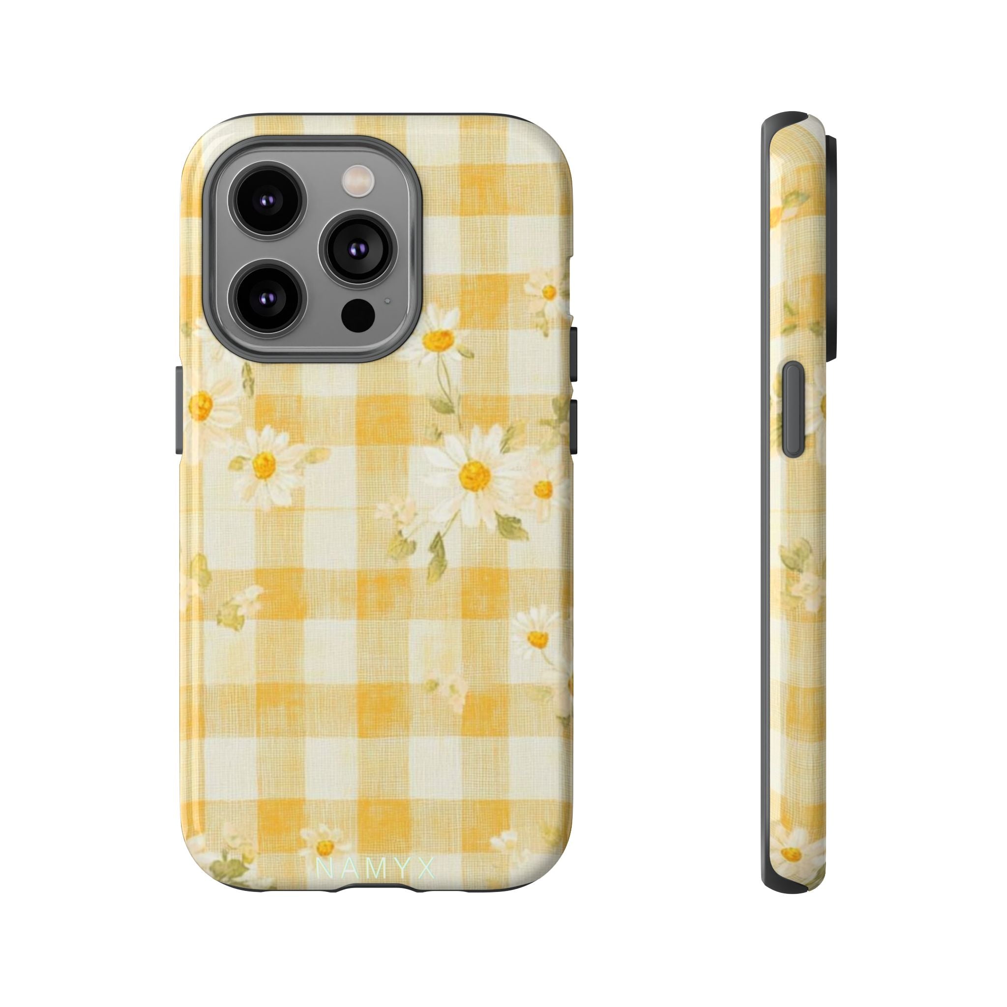 Daisy Gingham Tough Phone Case — Yellow Floral Protective Cover