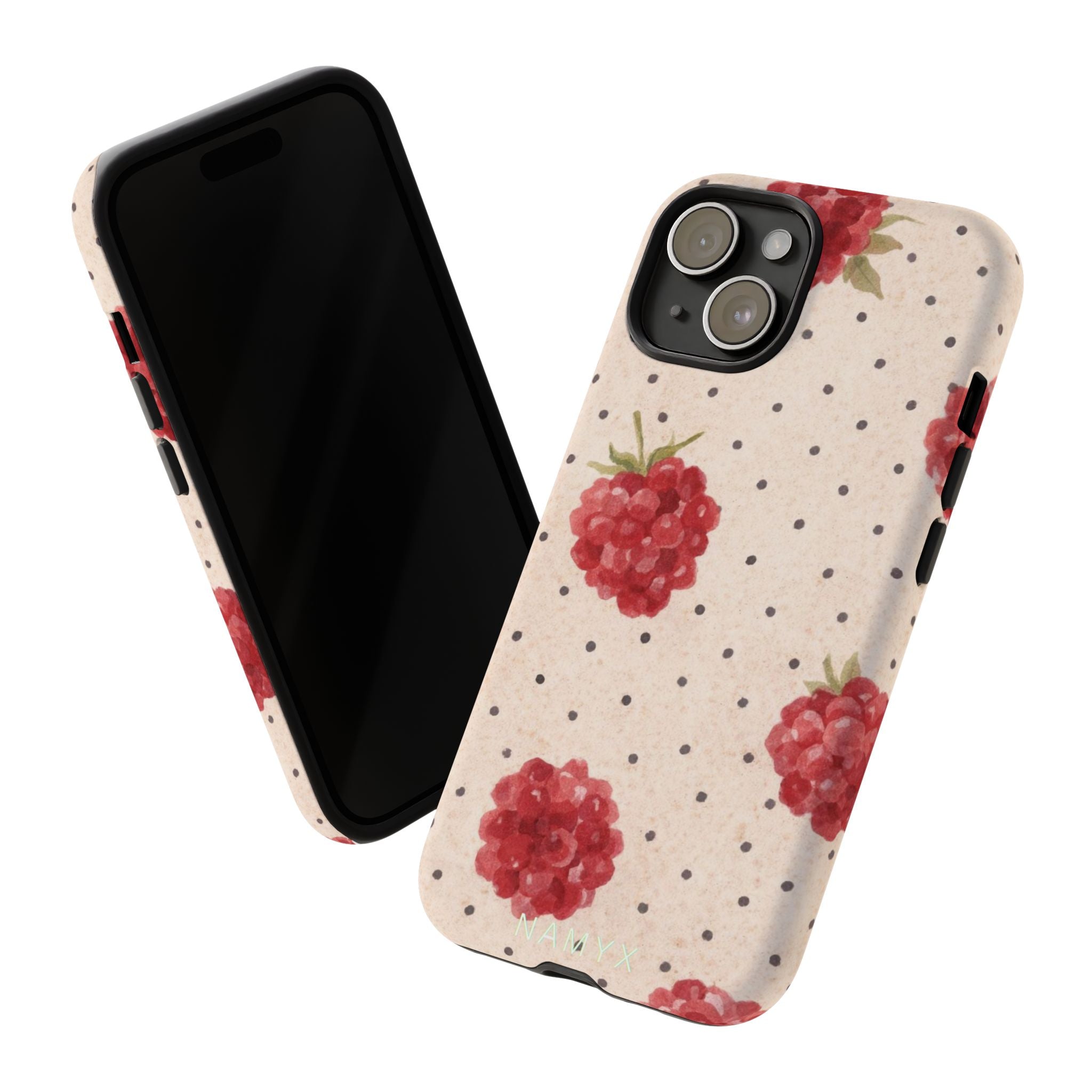 Raspberry Dotted Tough Phone Case — Vintage Floral Protective Cover