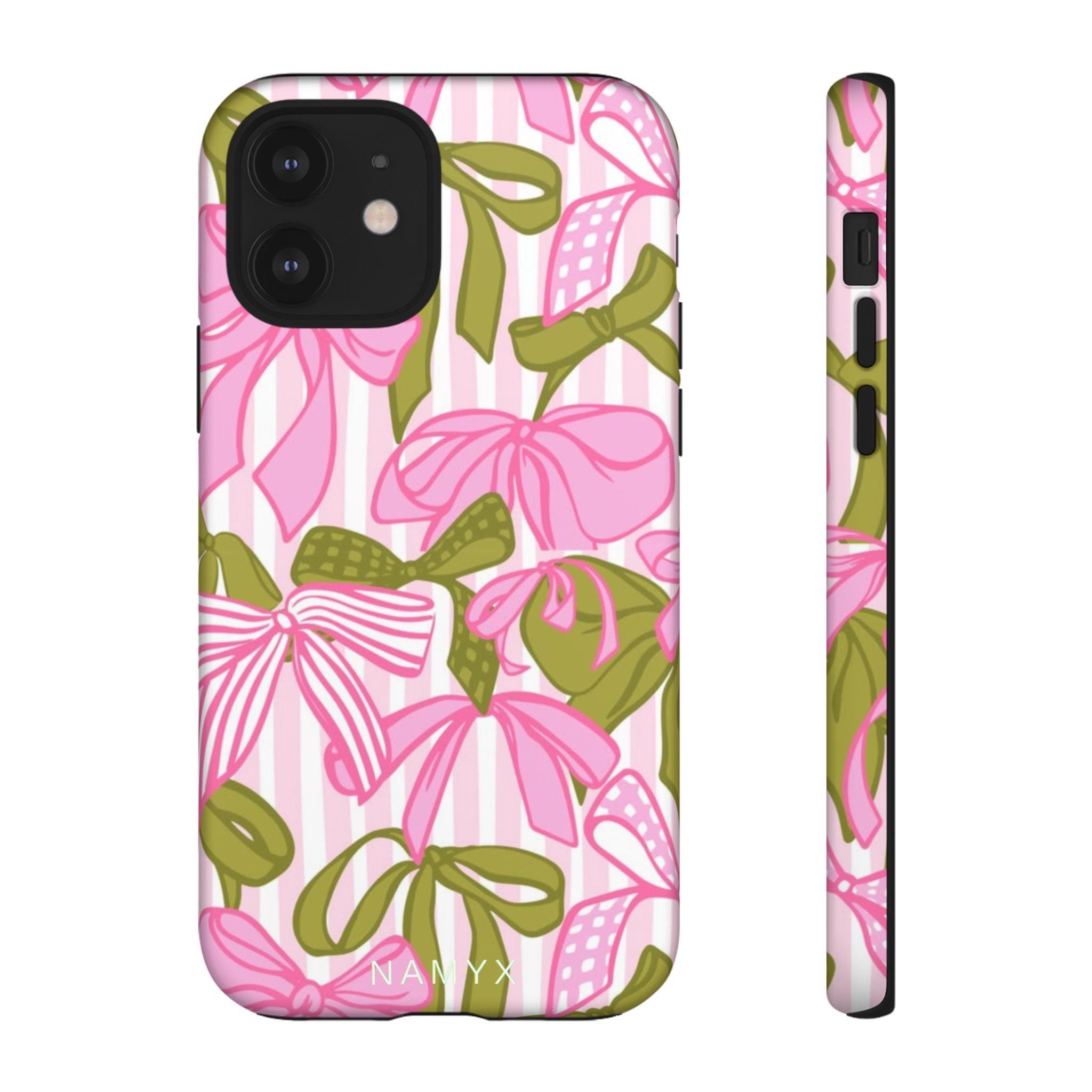 Bow Pattern Tough Case - Pink & Olive Floral Phone Cover