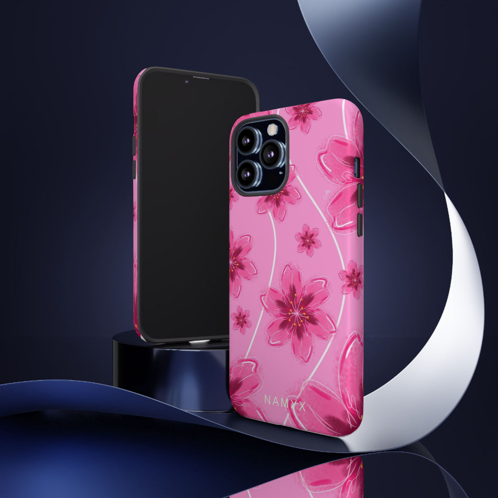 Pink Cherry Blossom Tough Phone Case — Floral Protective Cover