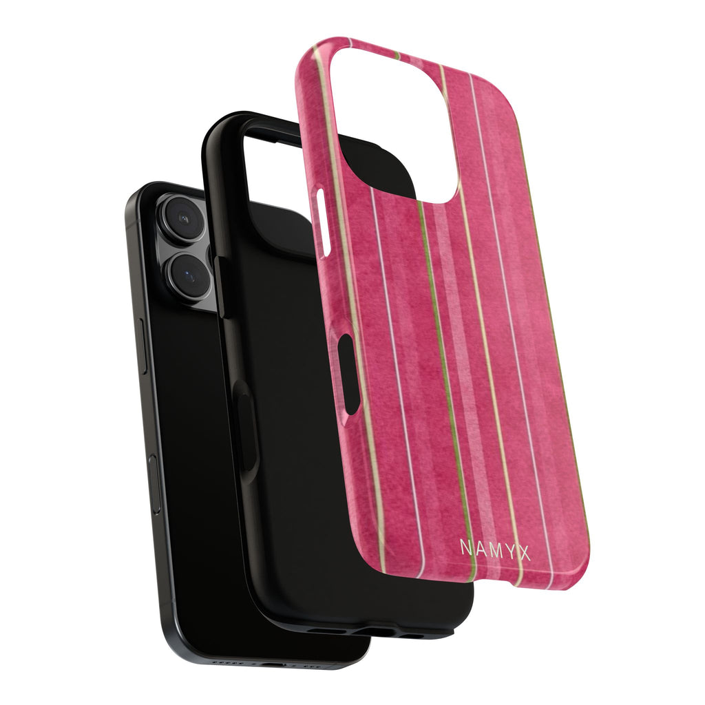 Pink Vertical Stripe Tough Phone Case — Durable Protective iPhone Cover with Subtle Vintage Stripes