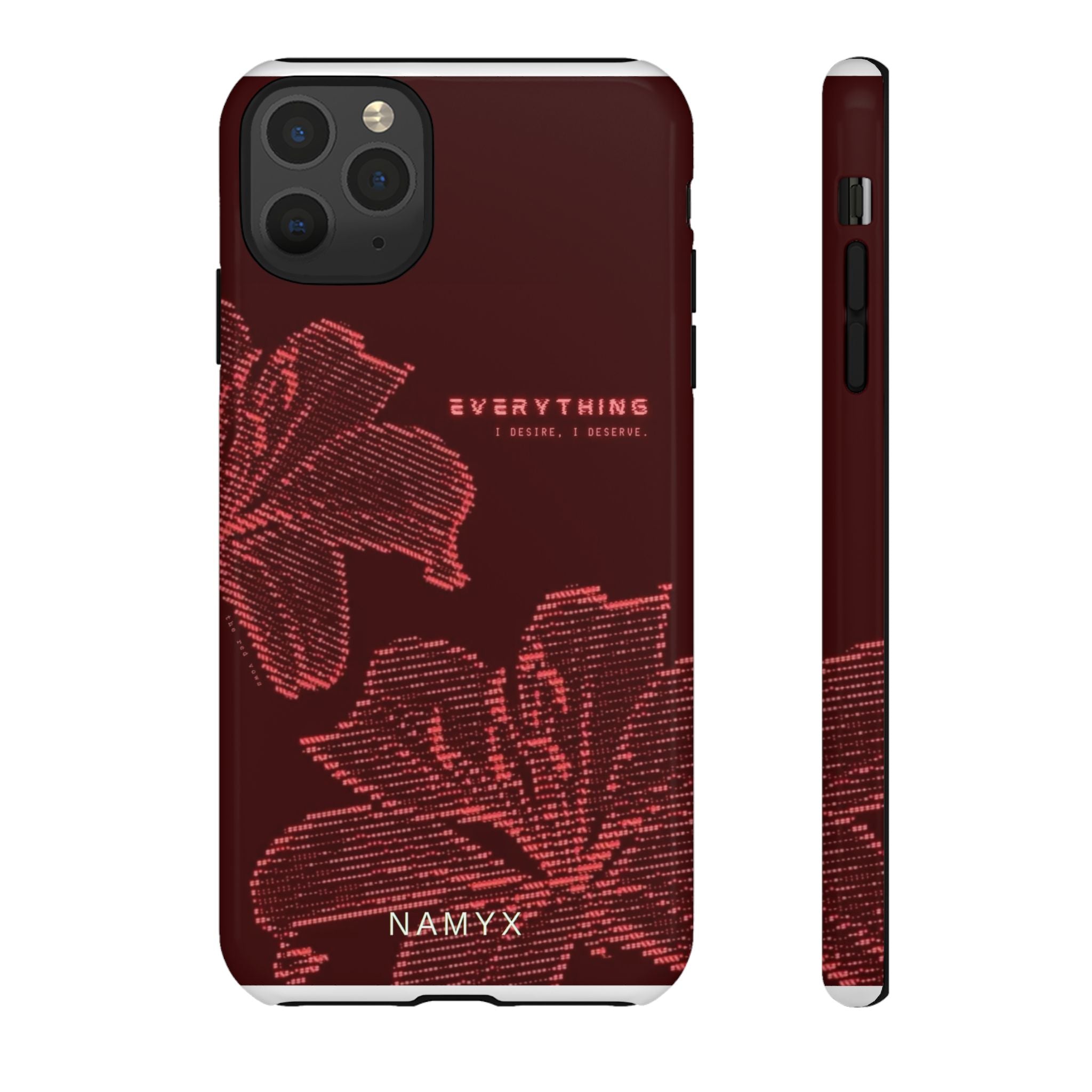 Floral Tough Phone Case — 'Everything' Burgundy Protective Cover