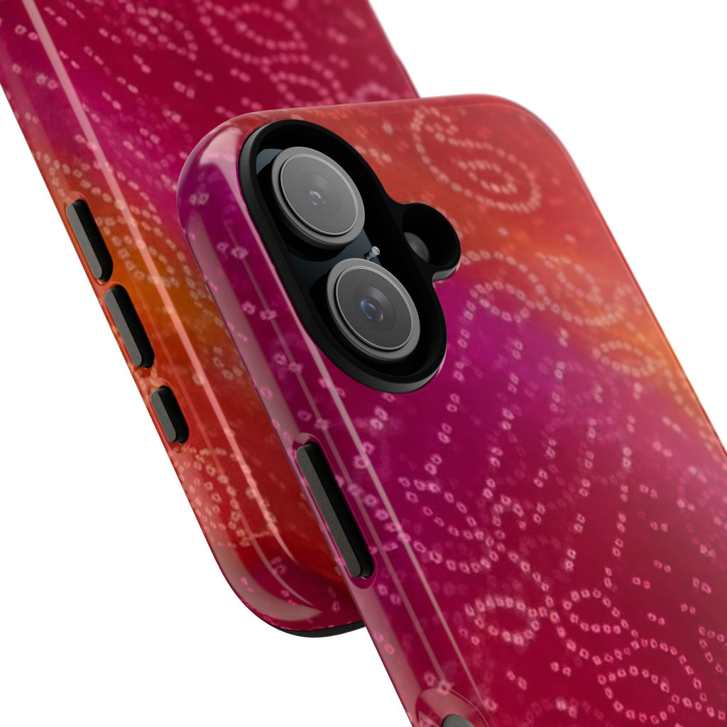 Floral Bandana Tough Case — Protective Phone Case with Pink Orange Paisley Design