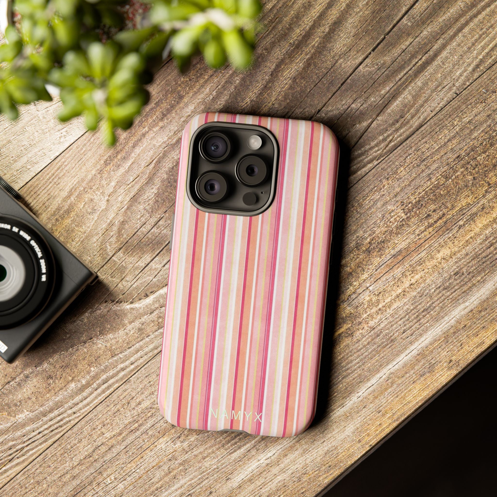 Pink Vintage Stripe Tough Phone Case
