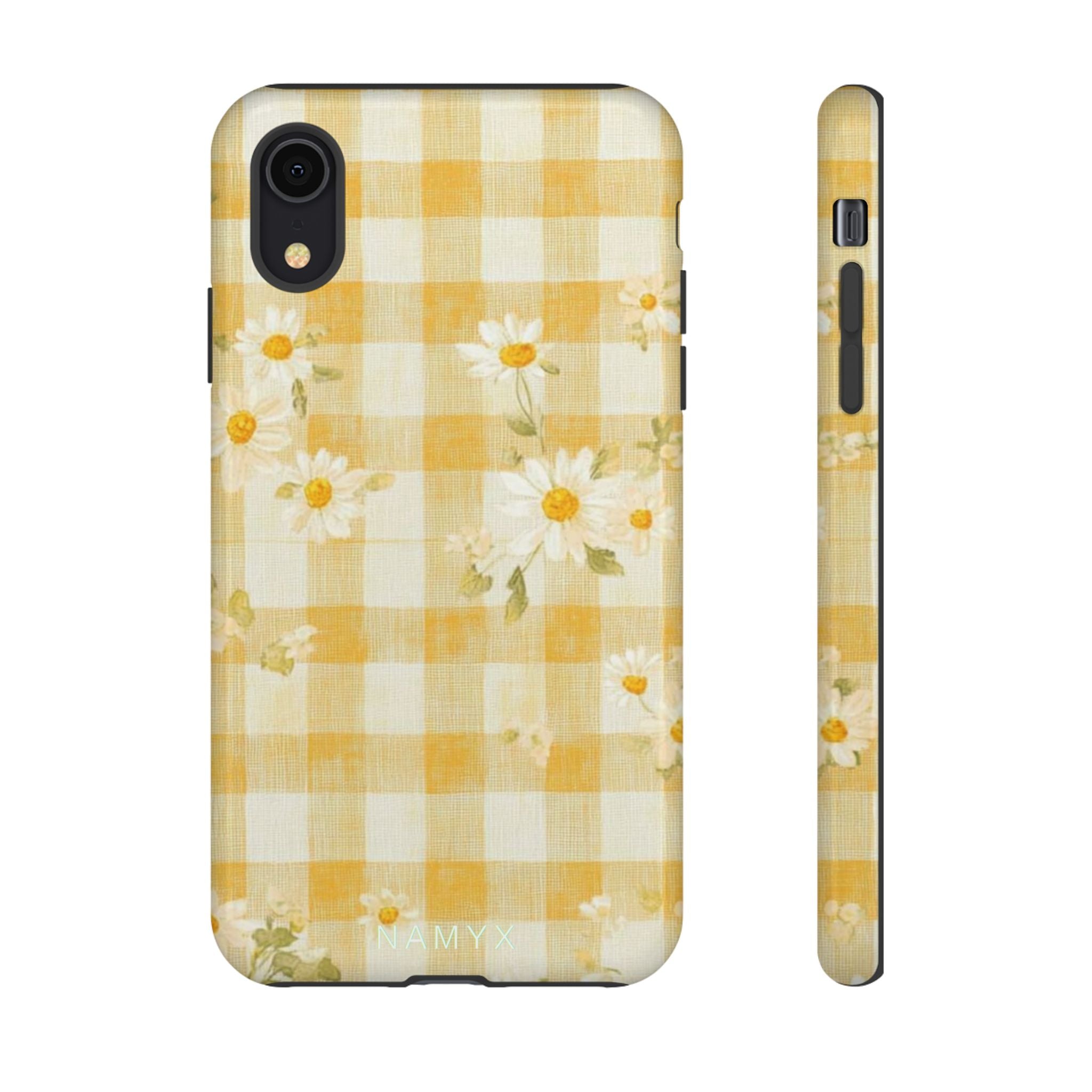 Daisy Gingham Tough Phone Case — Yellow Floral Protective Cover