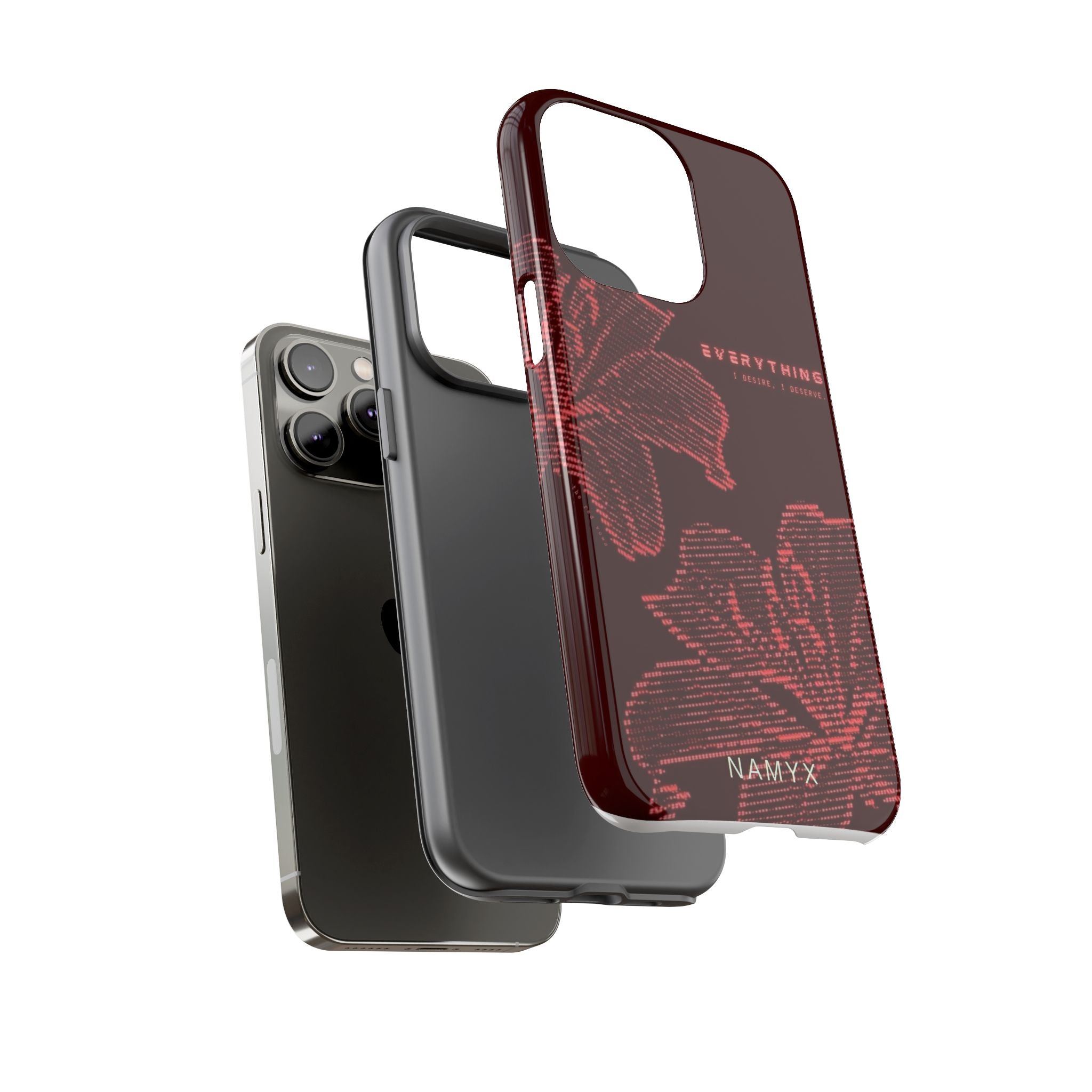 Floral Tough Phone Case — 'Everything' Burgundy Protective Cover