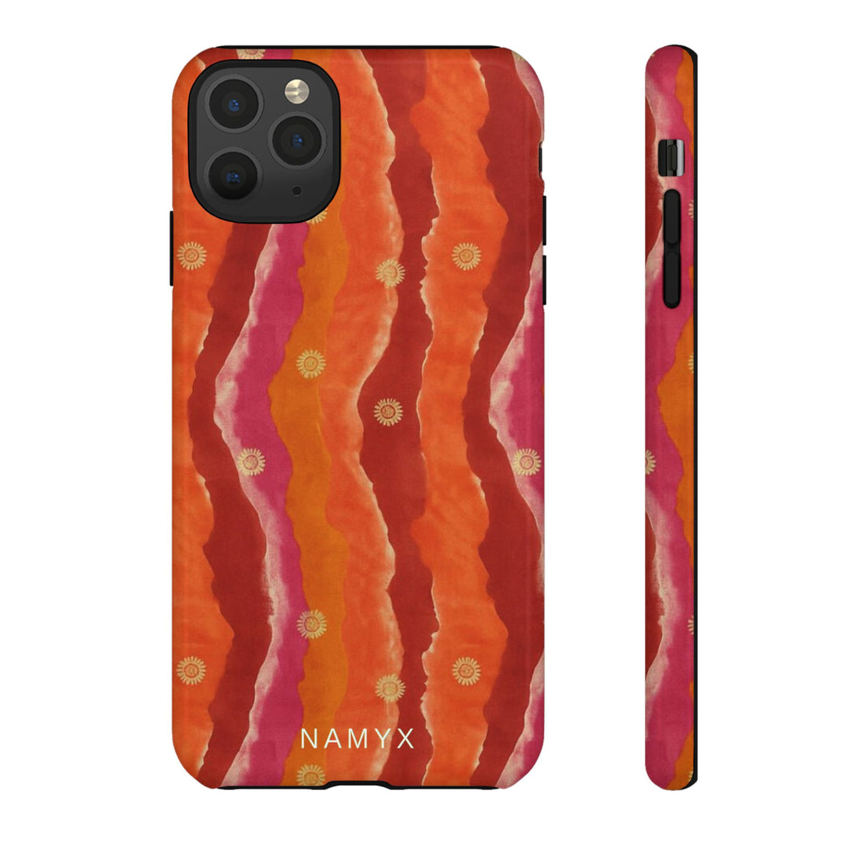Abstract Red Waves Phone Case — Bold Orange & Pink Protective Tough Case