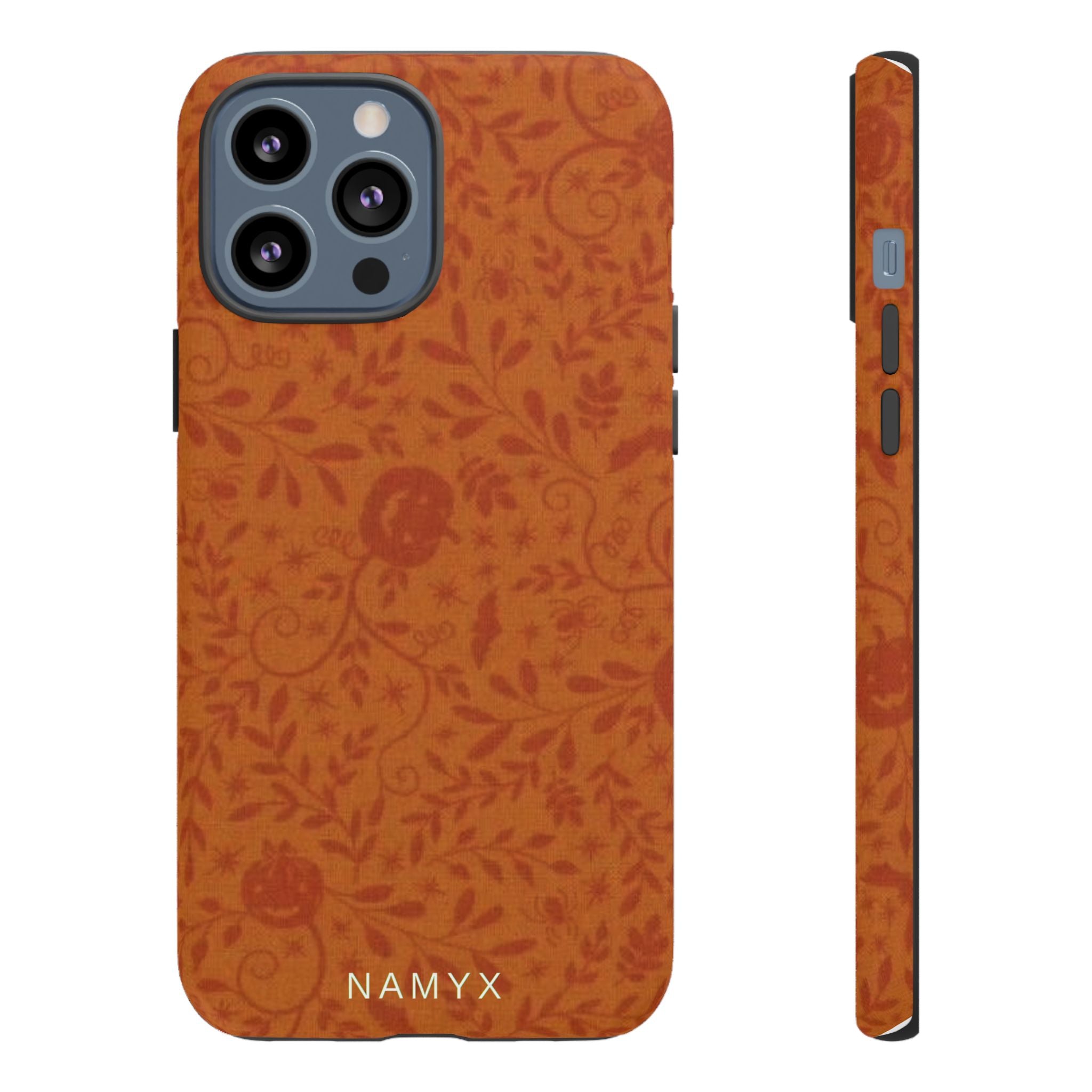 Floral Leather Phone Case — Rustic Orange Botanical Tough Case
