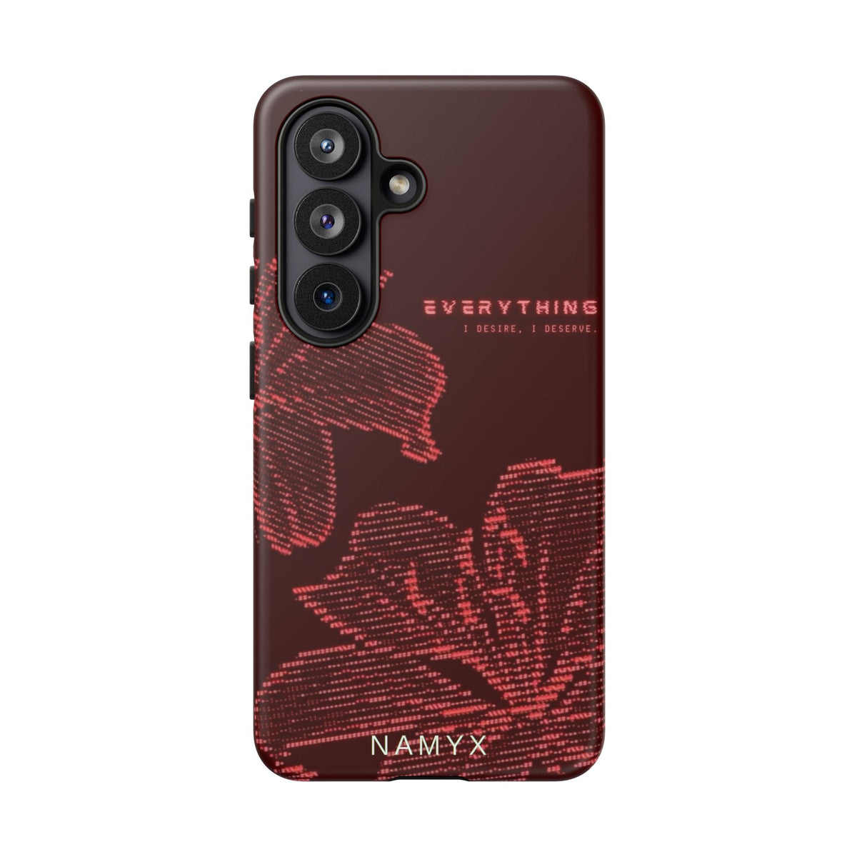 Floral Tough Phone Case — 'Everything' Burgundy Protective Cover