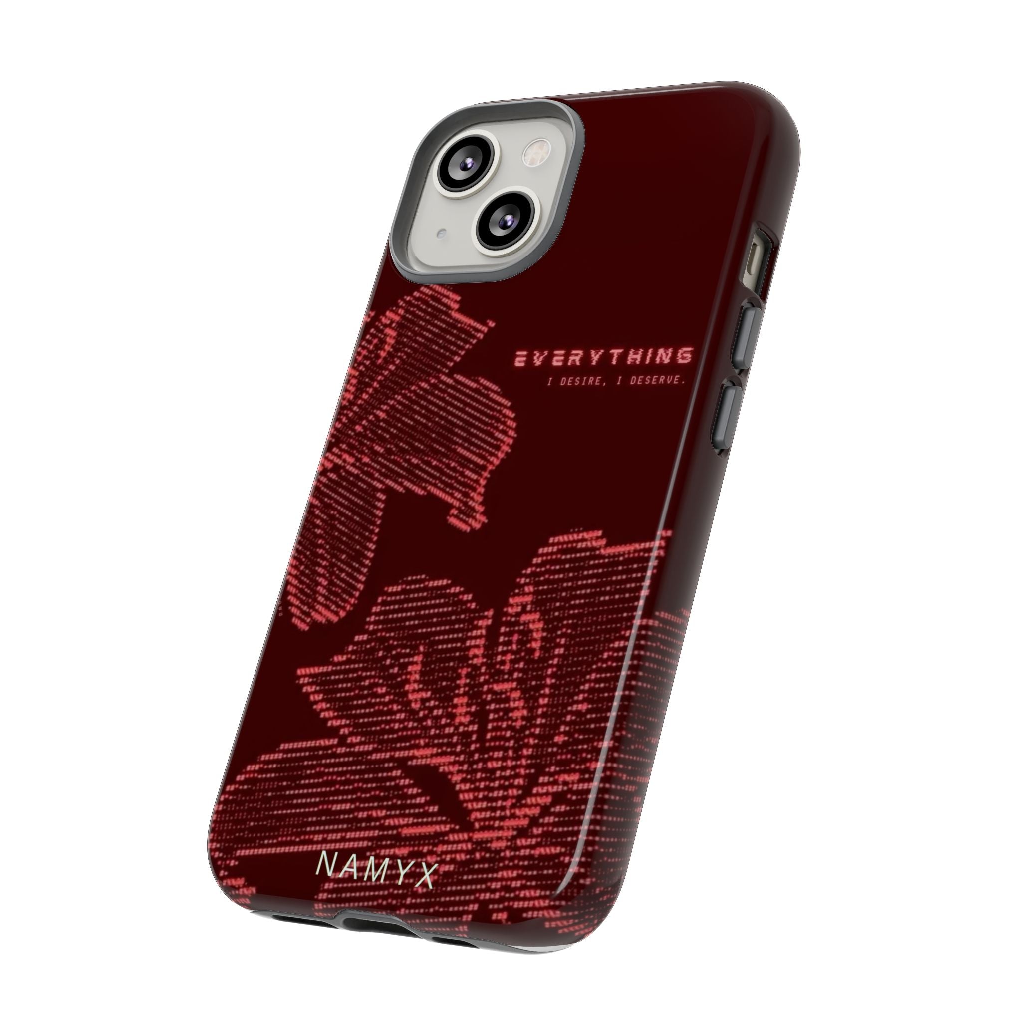 Floral Tough Phone Case — 'Everything' Burgundy Protective Cover