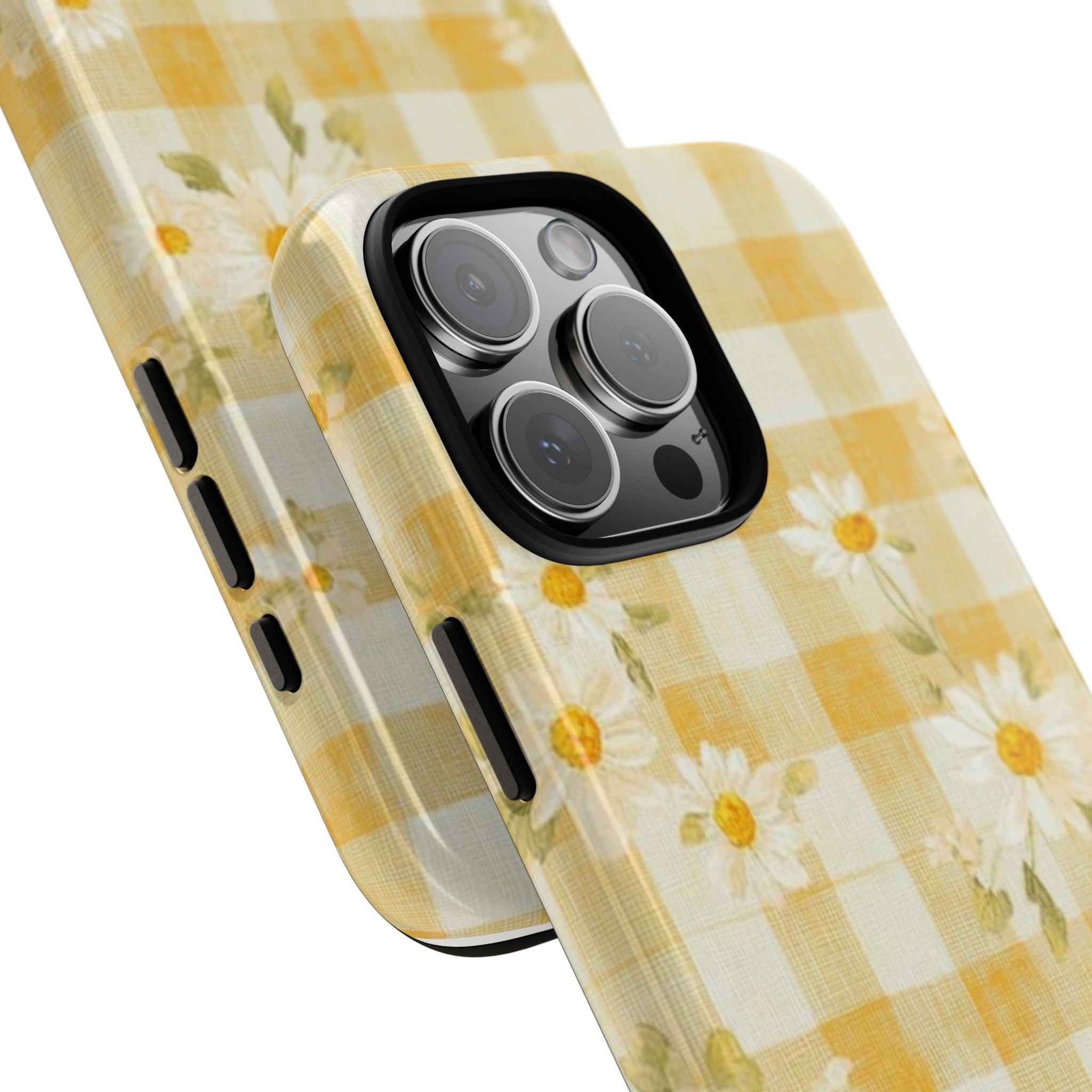 Daisy Gingham Tough Phone Case — Yellow Floral Protective Cover
