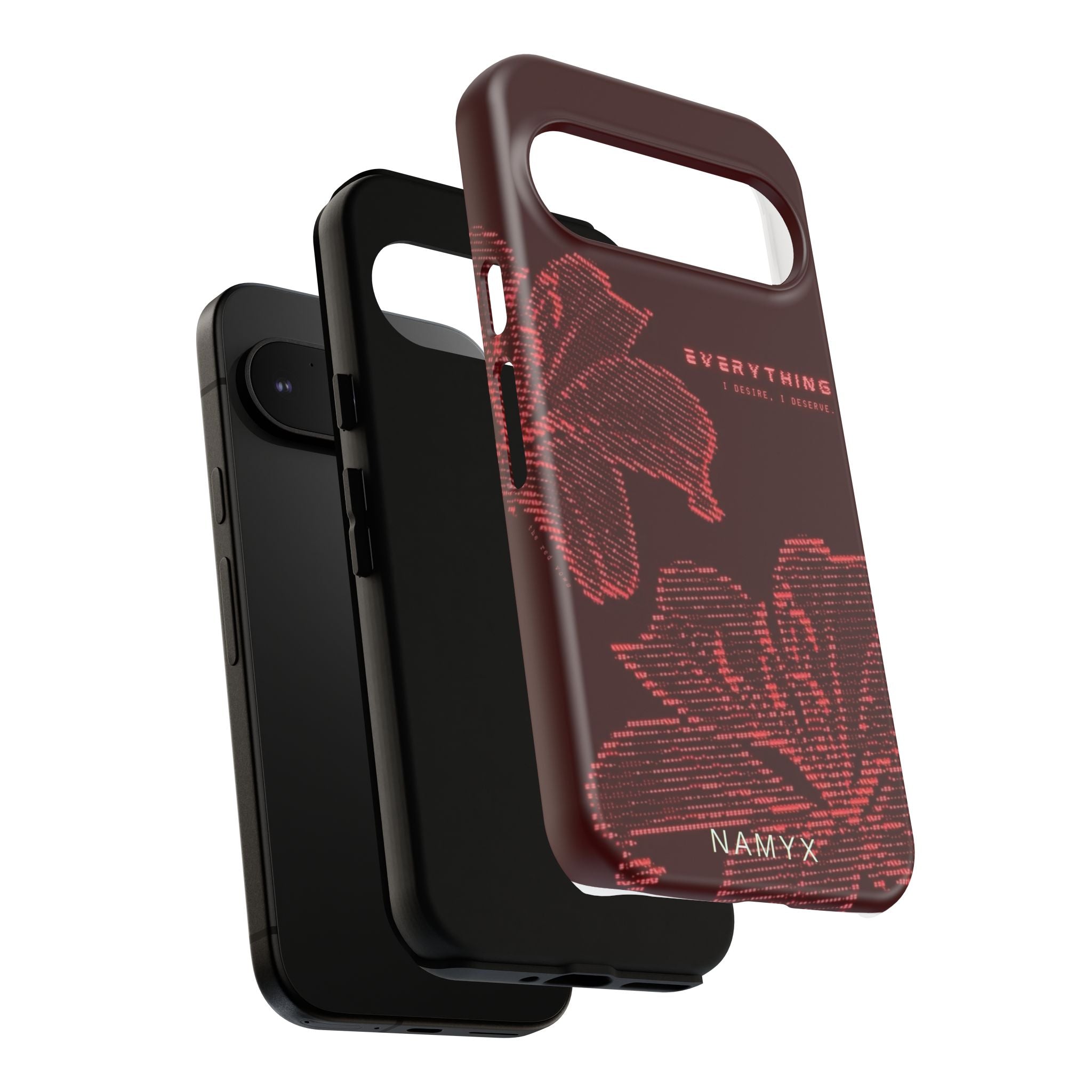 Floral Tough Phone Case — 'Everything' Burgundy Protective Cover