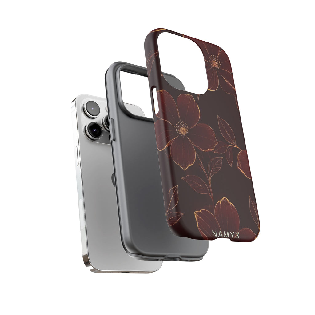 Floral Tough Case — Dark Red Botanical Phone Case