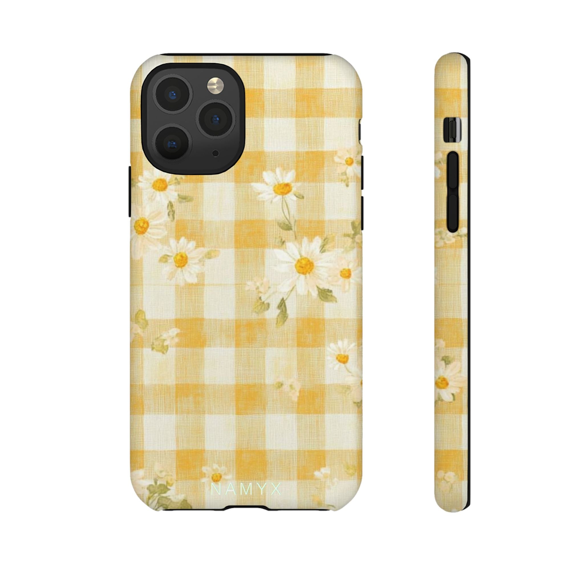 Daisy Gingham Tough Phone Case — Yellow Floral Protective Cover