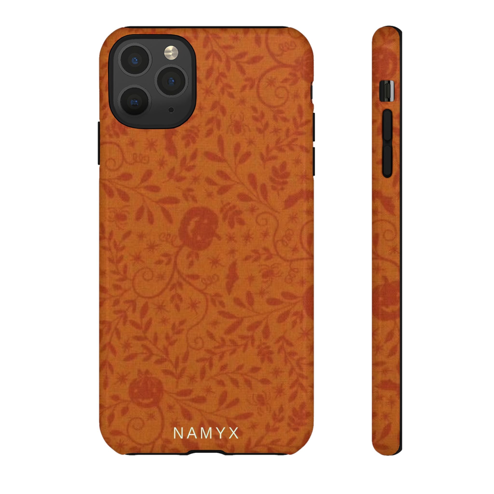 Floral Leather Phone Case — Rustic Orange Botanical Tough Case