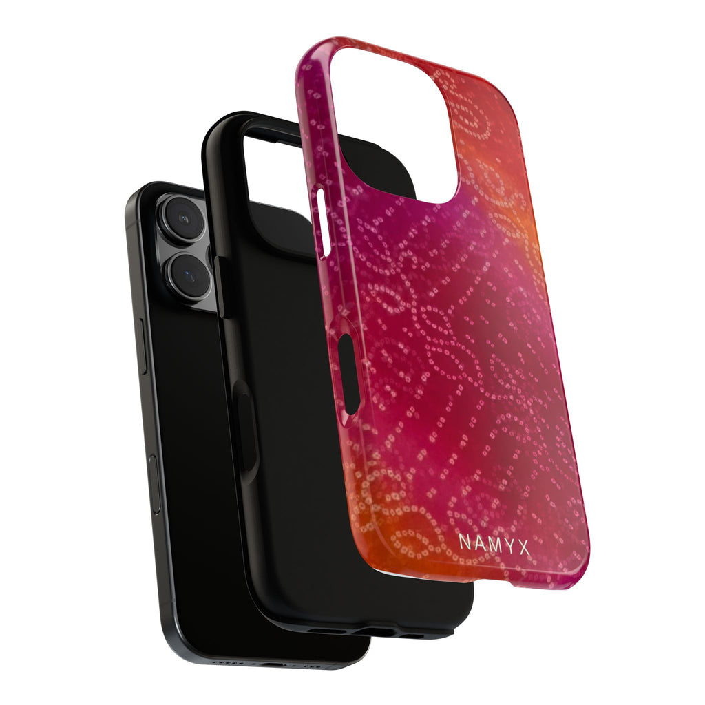 Floral Bandana Tough Case — Protective Phone Case with Pink Orange Paisley Design