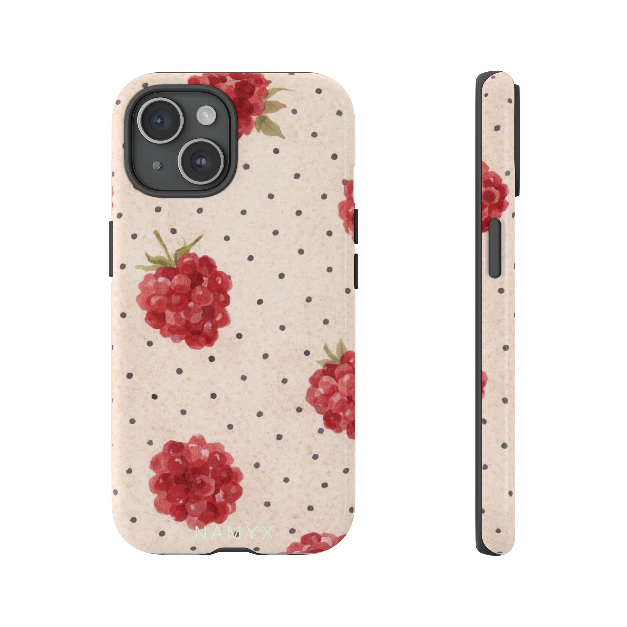 Raspberry Dotted Tough Phone Case — Vintage Floral Protective Cover