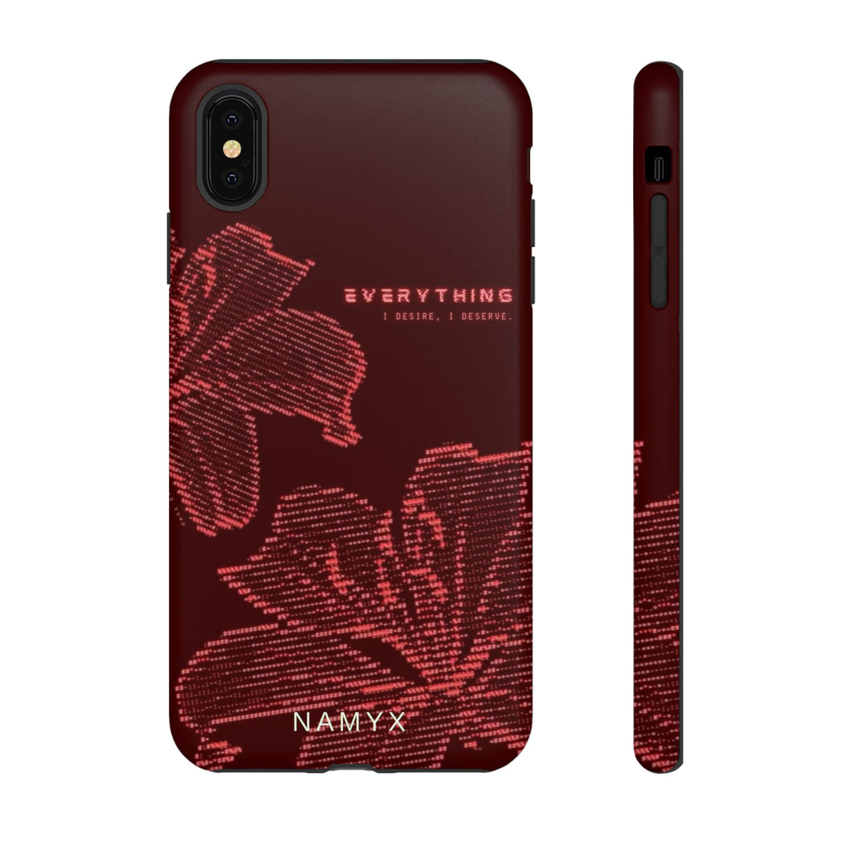 Floral Tough Phone Case — 'Everything' Burgundy Protective Cover
