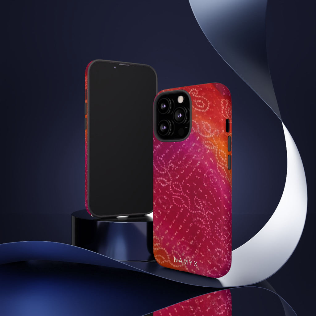 Floral Bandana Tough Case — Protective Phone Case with Pink Orange Paisley Design