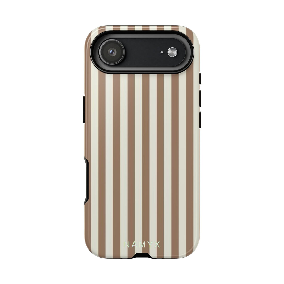 Striped Beige Phone Case — Classic Vertical Brown & Cream Stripe Tough Case