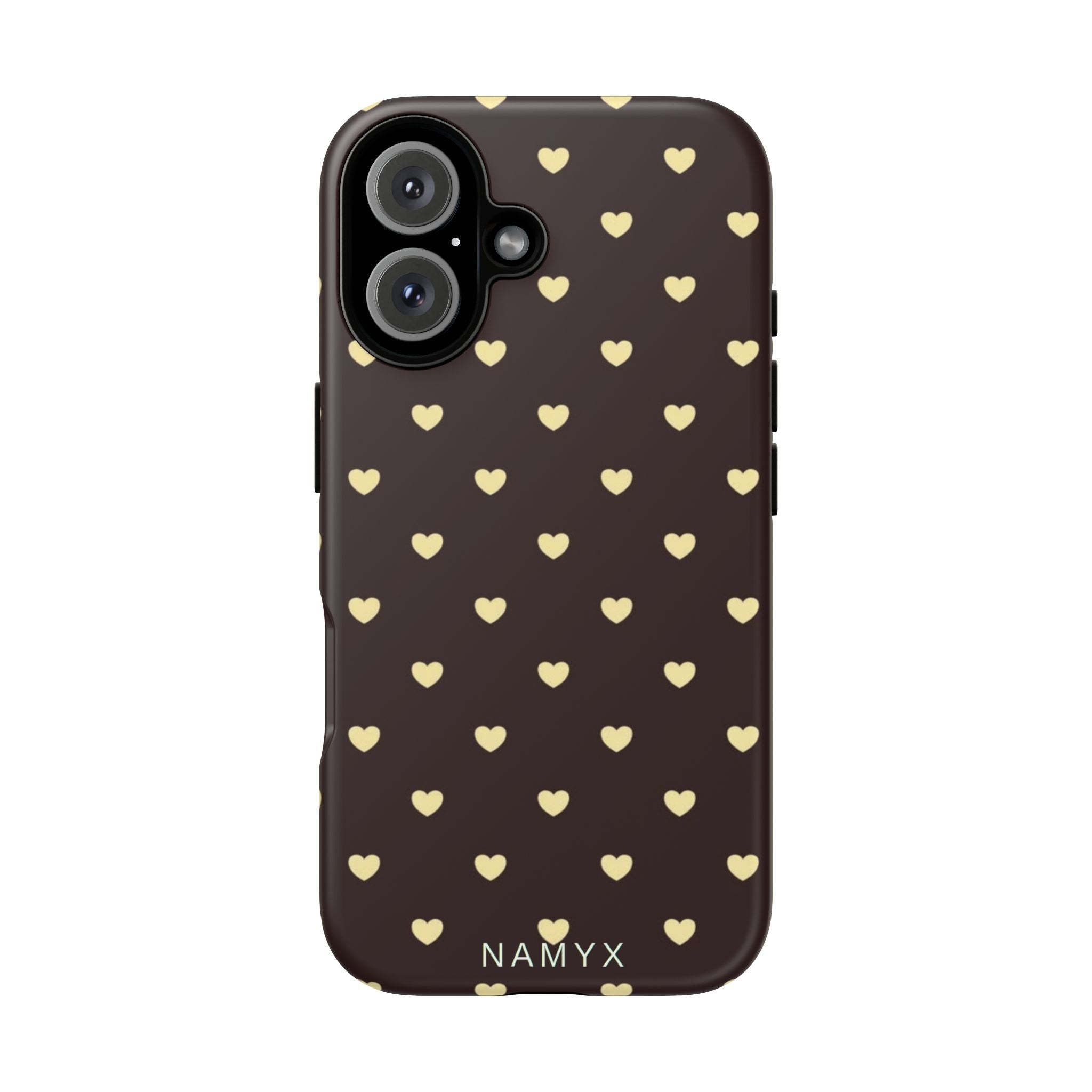 Tough Case — Brown Phone Case with Cream Heart Pattern