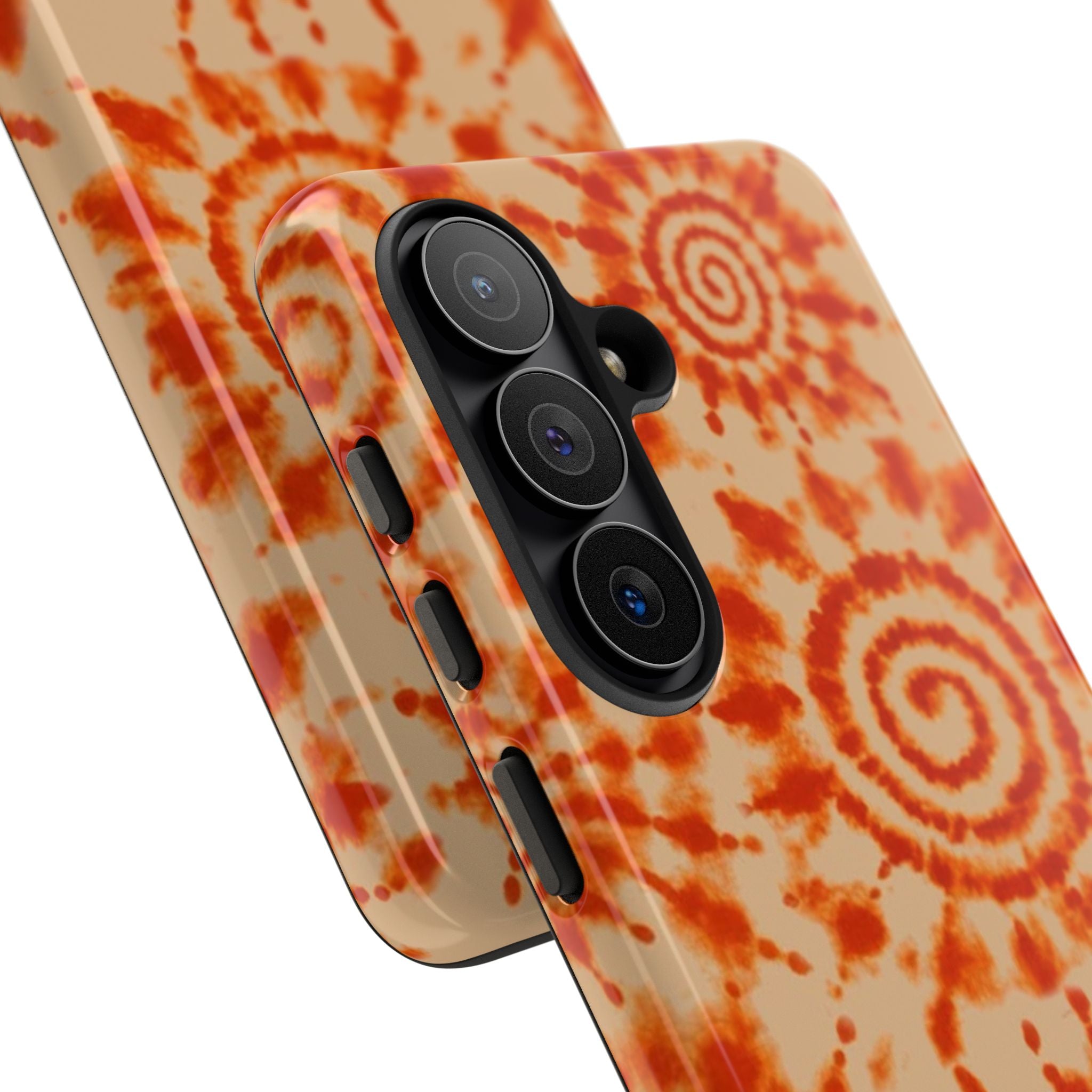 Tie-Dye Spiral Tough Phone Case — Orange Retro Protective Case