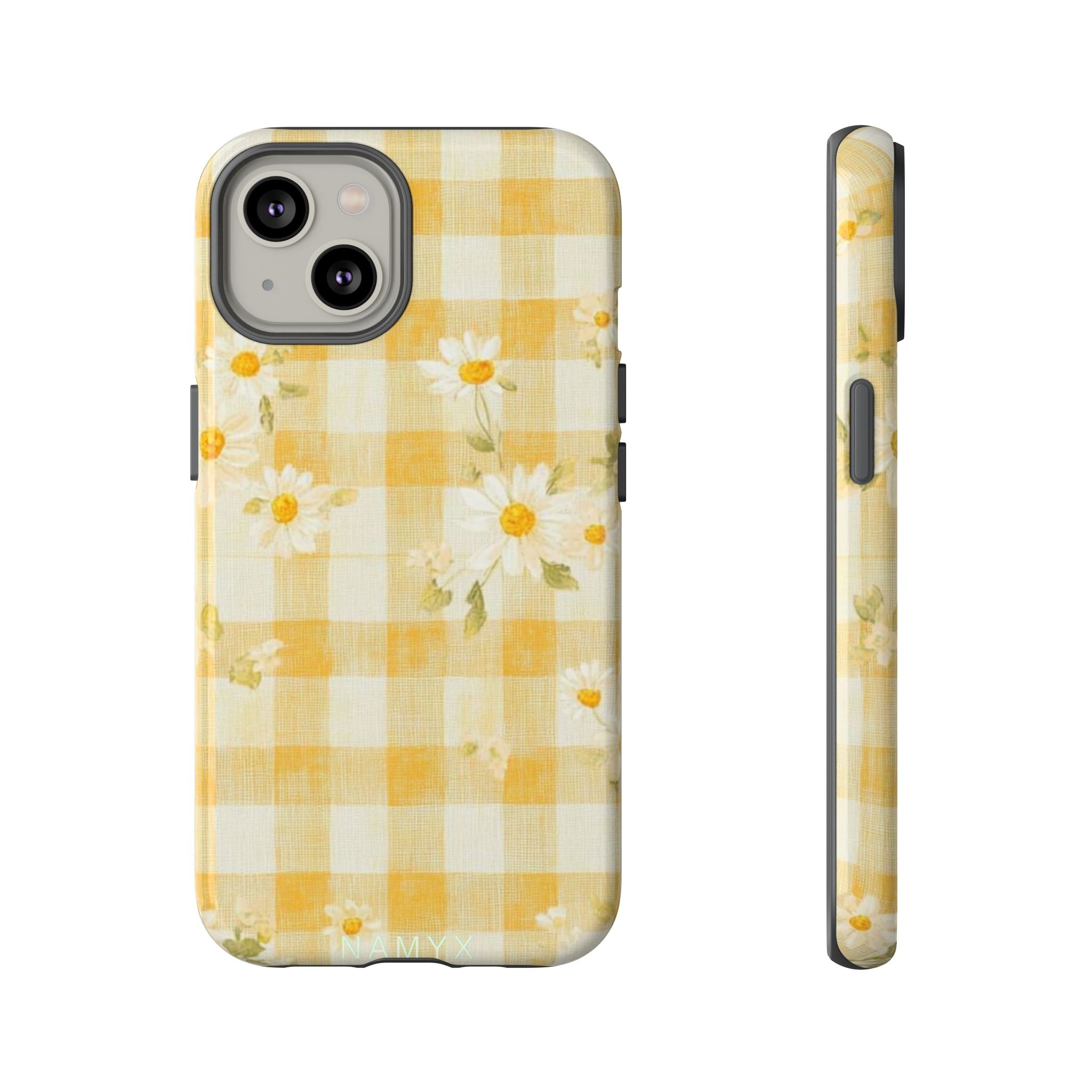 Daisy Gingham Tough Phone Case — Yellow Floral Protective Cover