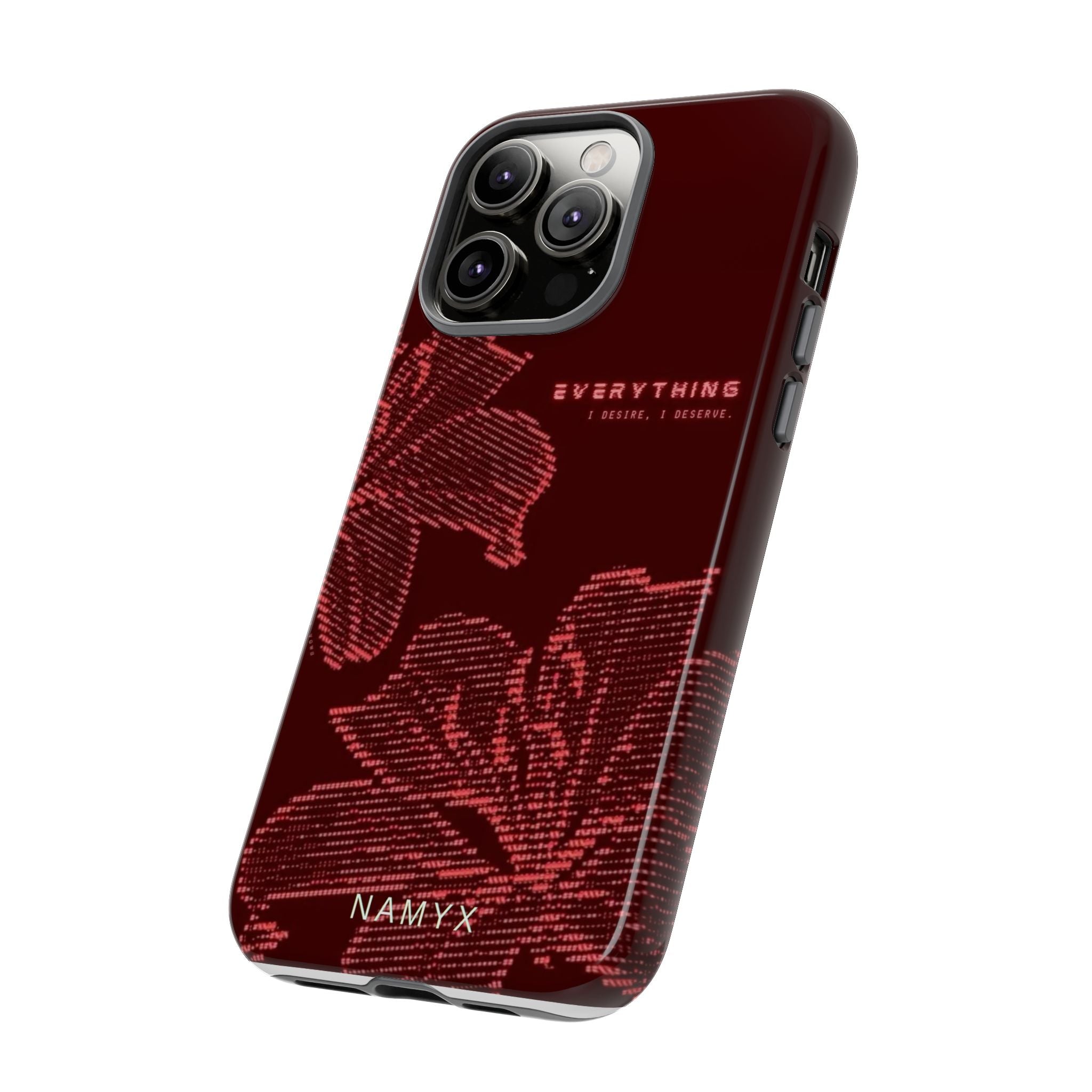 Floral Tough Phone Case — 'Everything' Burgundy Protective Cover