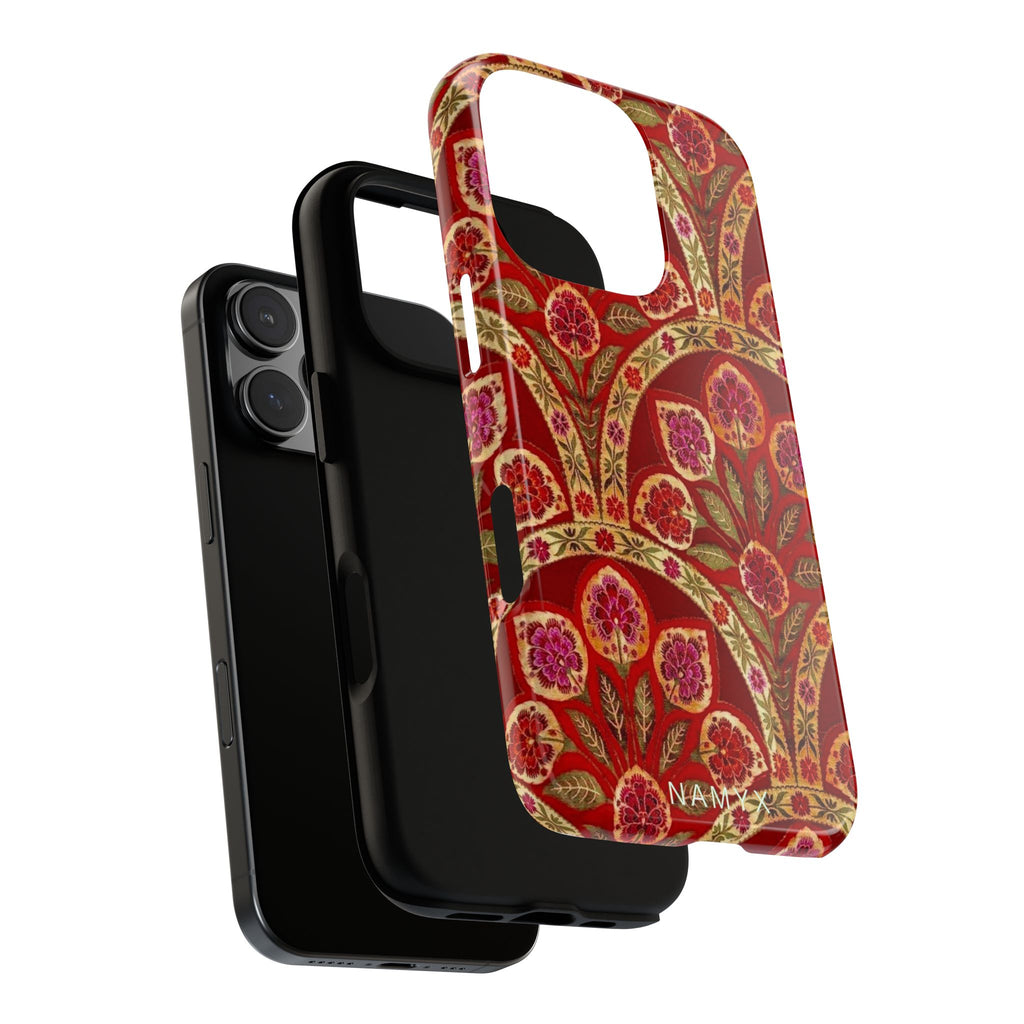 Floral Paisley Tough Phone Case — Red Gold Vintage Pattern