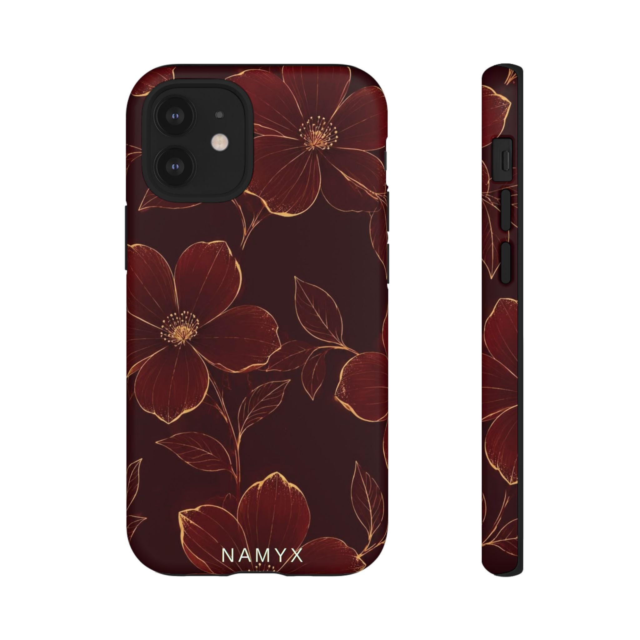Floral Tough Case — Dark Red Botanical Phone Case