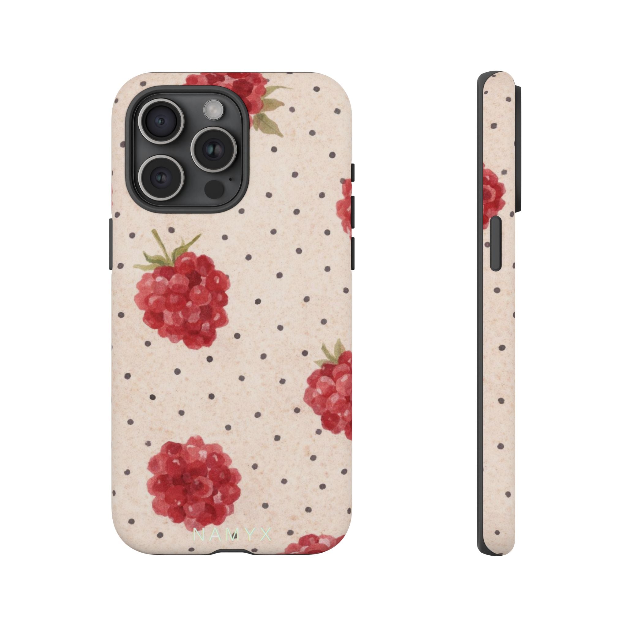Raspberry Dotted Tough Phone Case — Vintage Floral Protective Cover