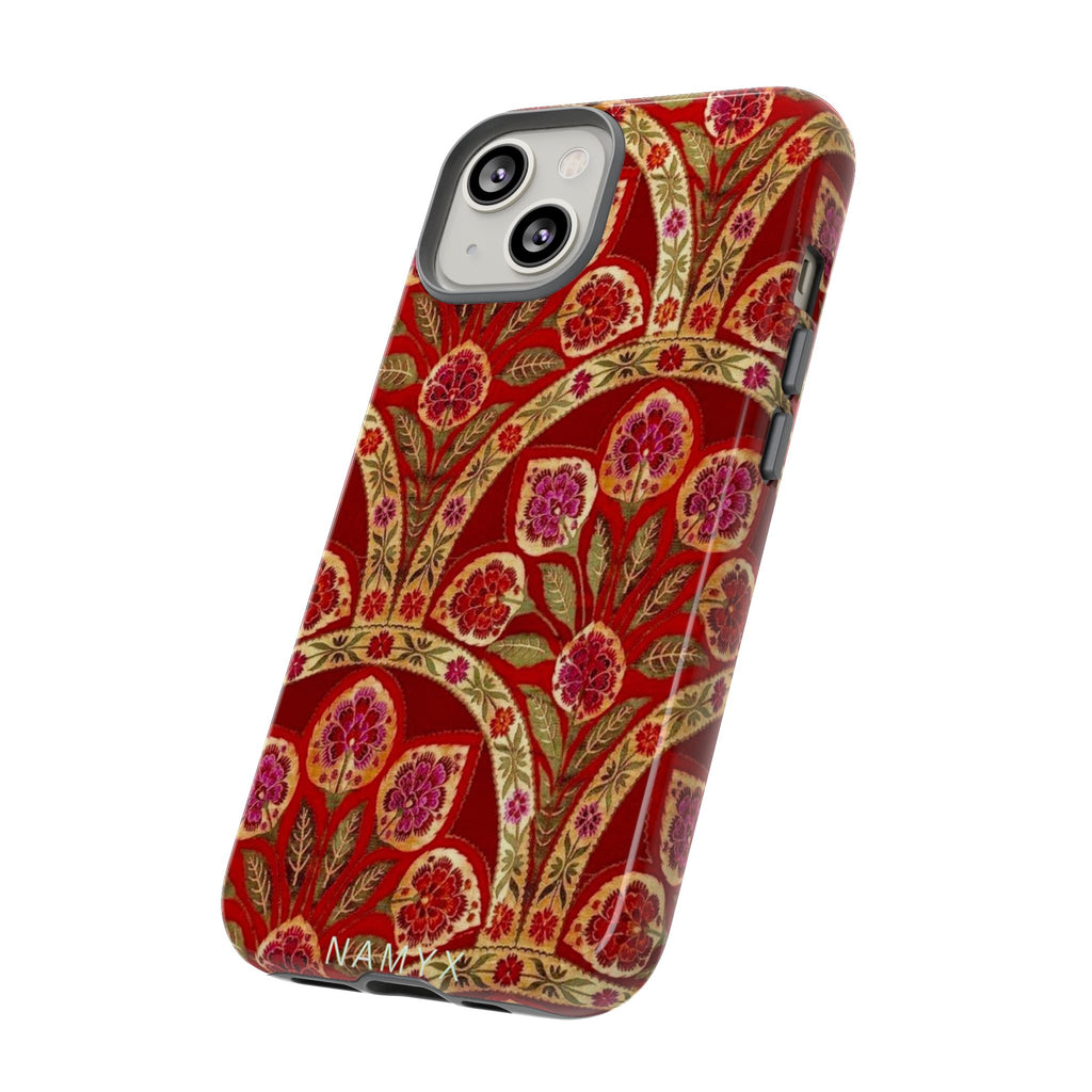 Floral Paisley Tough Phone Case — Red Gold Vintage Pattern