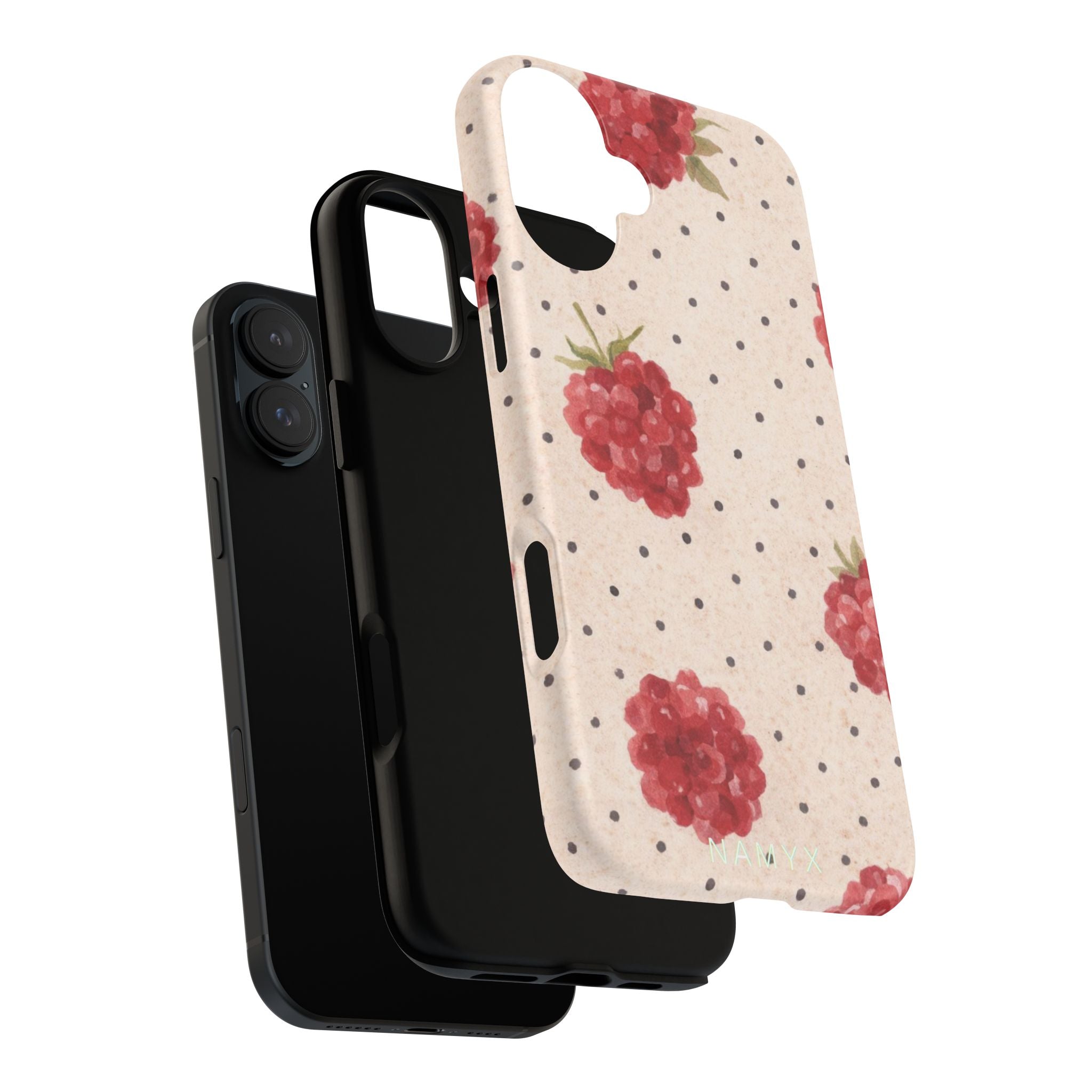 Raspberry Dotted Tough Phone Case — Vintage Floral Protective Cover
