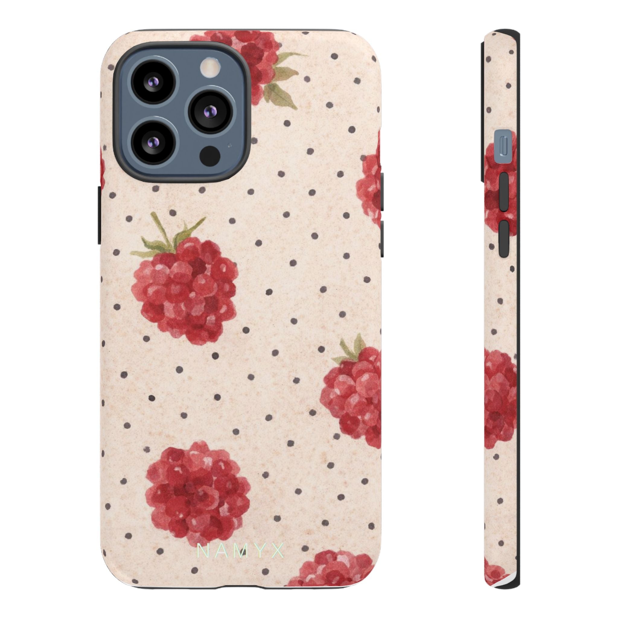 Raspberry Dotted Tough Phone Case — Vintage Floral Protective Cover