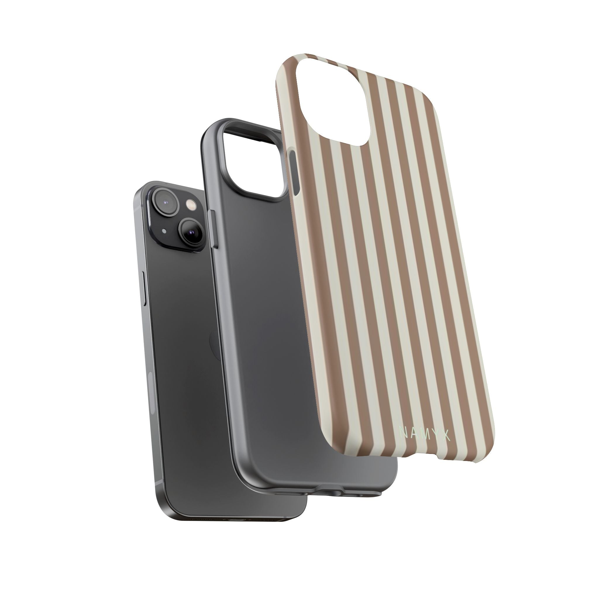 Striped Beige Phone Case — Classic Vertical Brown & Cream Stripe Tough Case