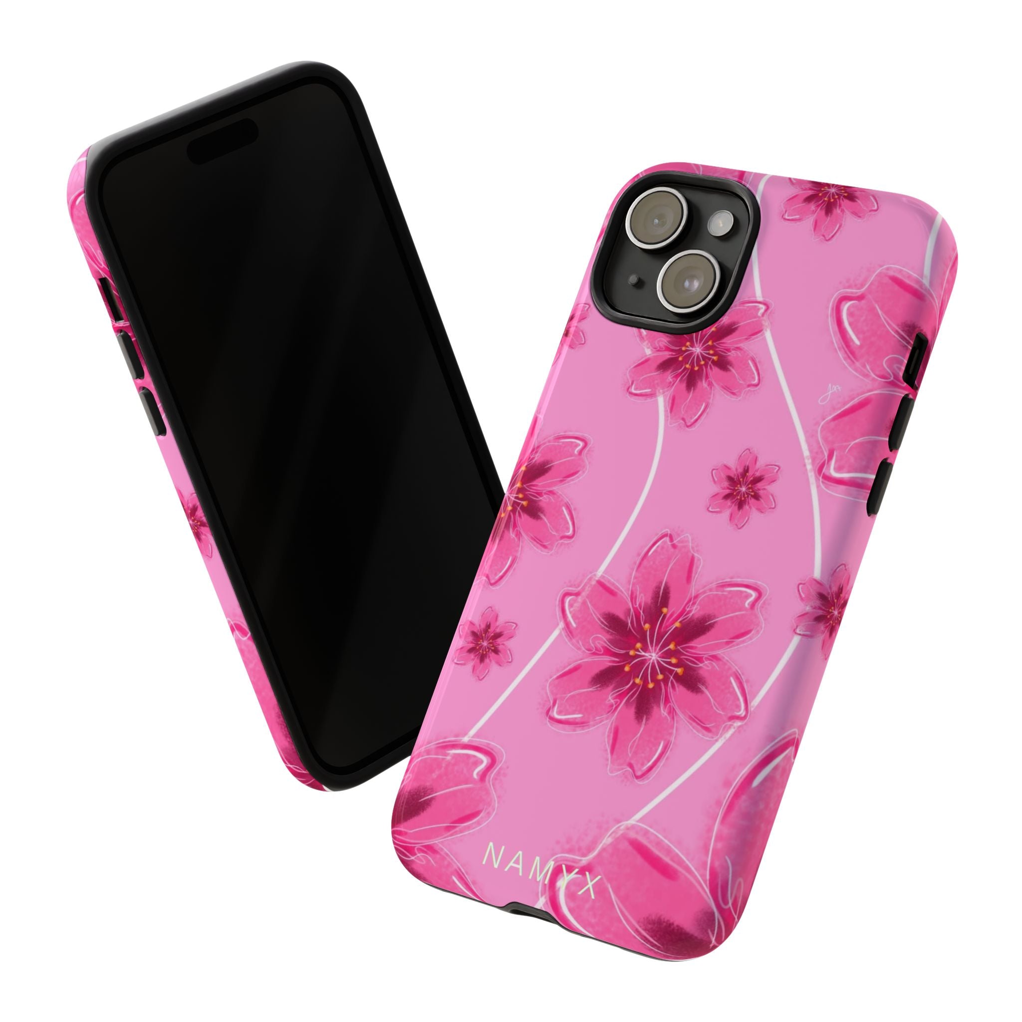 Pink Cherry Blossom Tough Phone Case — Floral Protective Cover