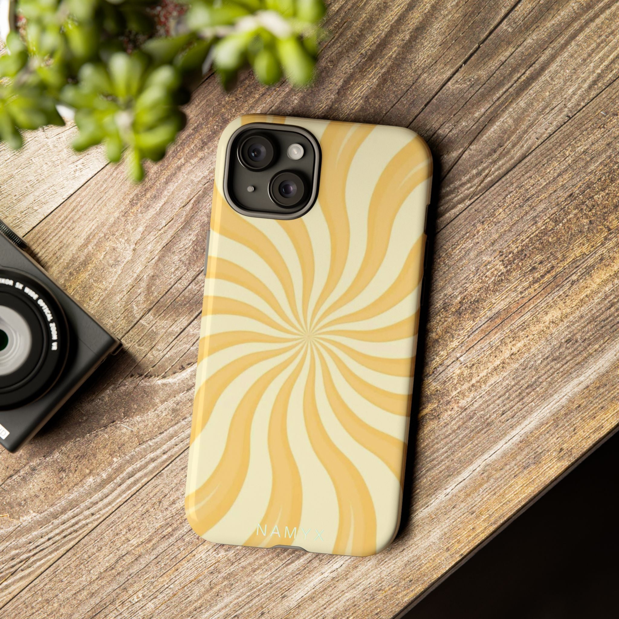 Phone Case — Retro Yellow Swirl Tough Protective Cover