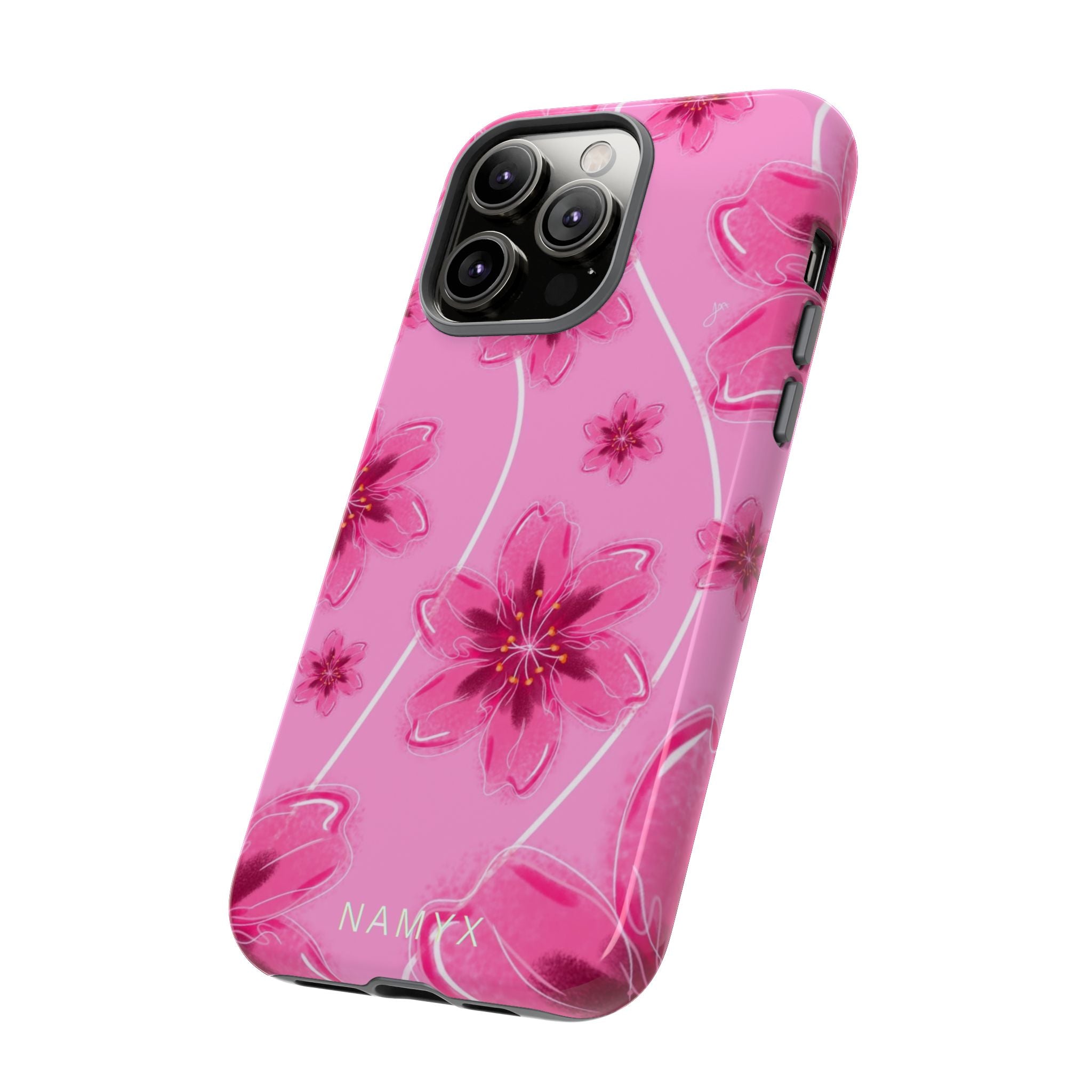 Pink Cherry Blossom Tough Phone Case — Floral Protective Cover